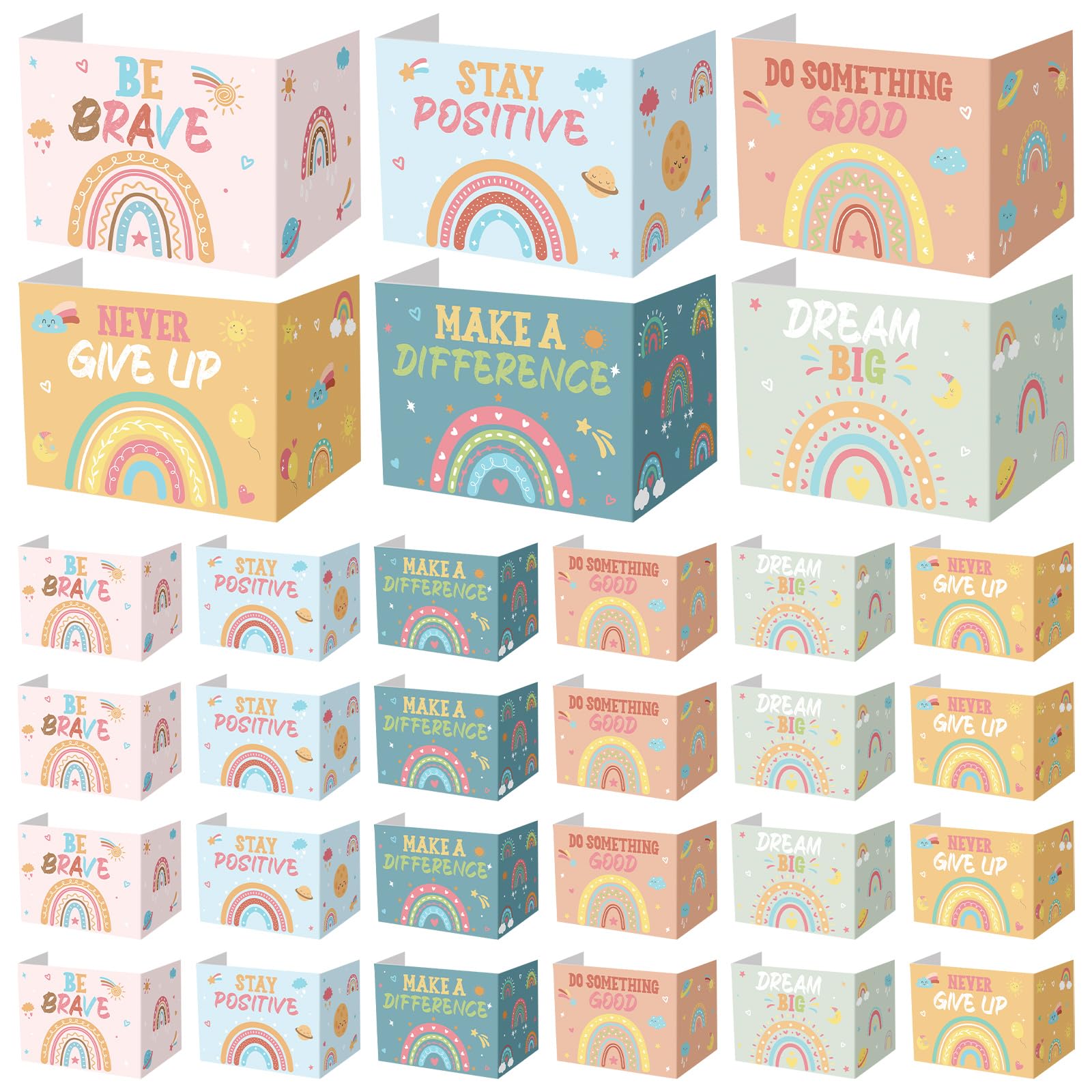 Honoson 24 Pcs Bulk Inspirational Privacy Folders for Students Cardboard Test Privacy Boards Motivational Words Desk Dividers Shield for Classroom