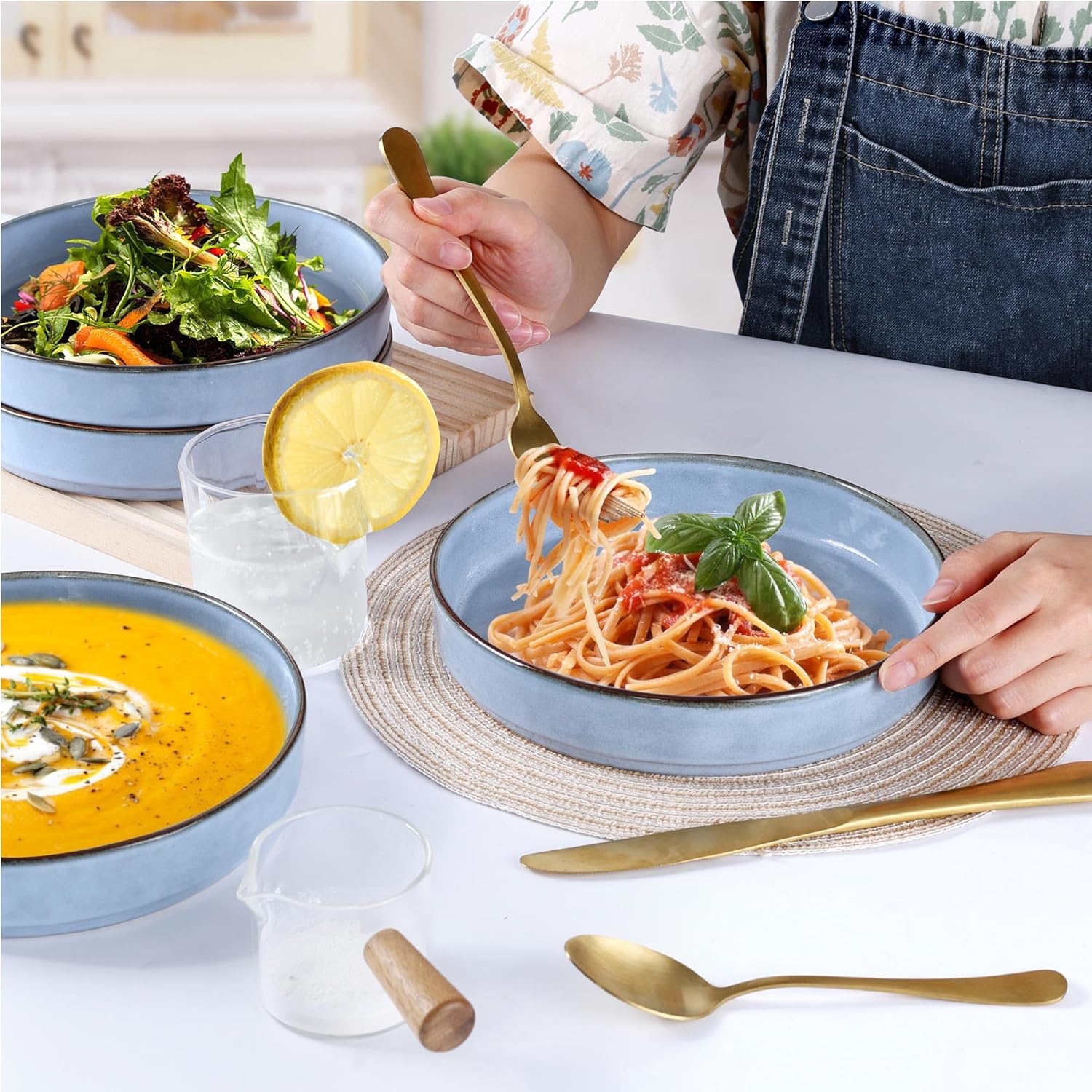 LIANYU Roasting Pan, 14 Inch Turkey Roaster Pan with 2 Racks, Heavy Duty Stainless Steel Lasagna, Pan, Deep Broiling Pan & Shallow Salad Serving Bowl for Turkey, Chicken, Dishwasher Safe