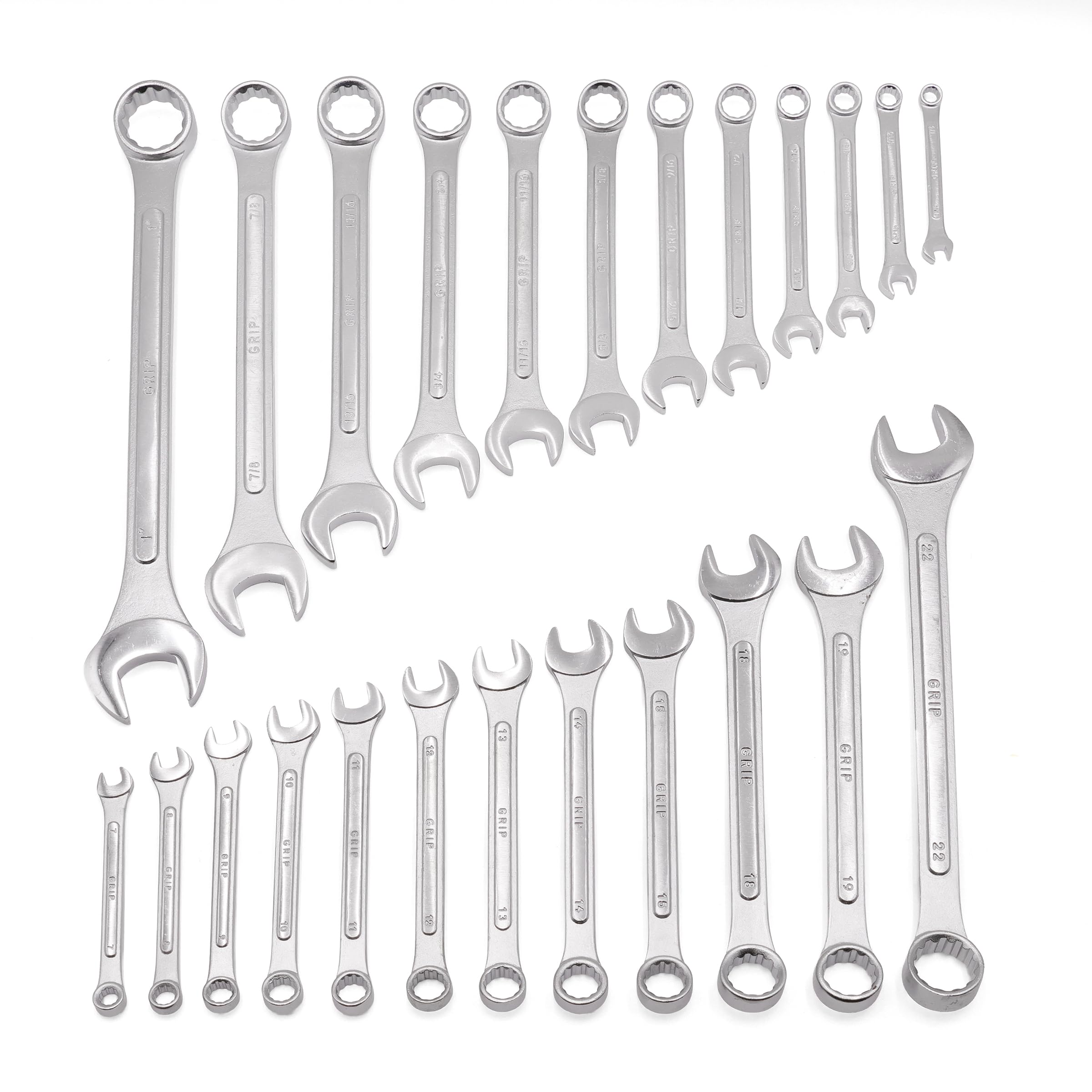 Agarre 89358 mm/SAE juego de llaves combinadas, cromo, 24 piezas