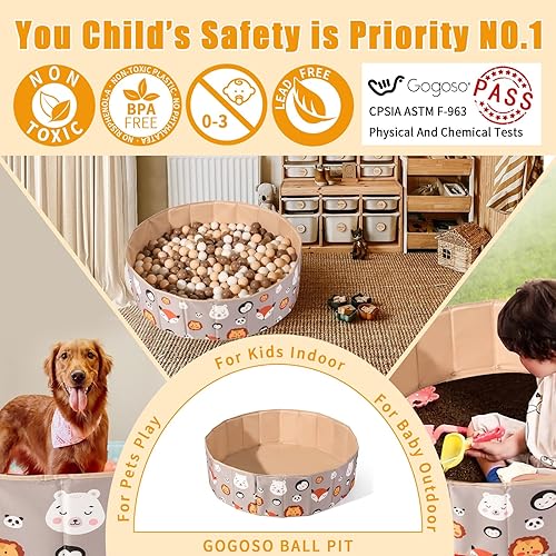 Miniatura 3 de GOGOSO Pozo de pelotas para niños, perros y gatos, piscina para bebés y piscina plegable para niños pequeños, área de juego interior y exterior,