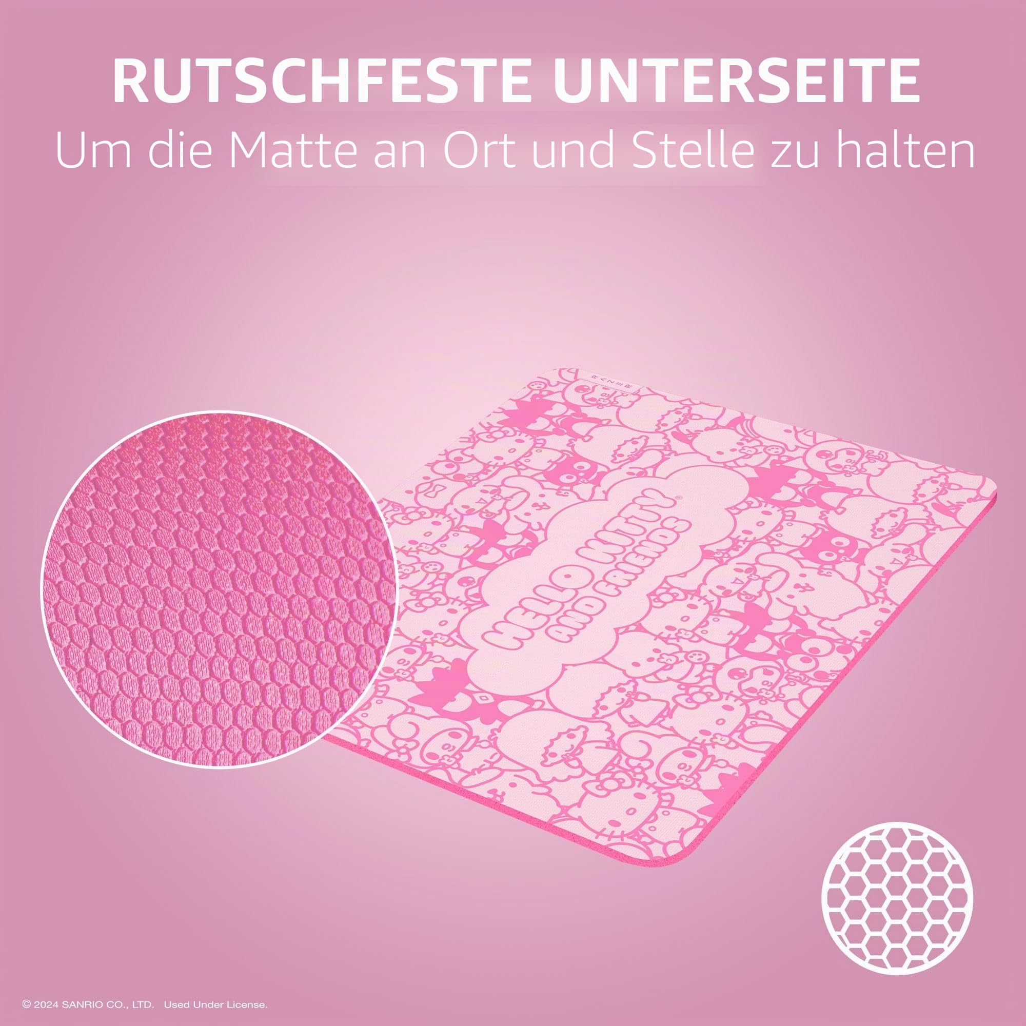 Razer Gigantus V2 Stoff-Gaming-Mauspad (mittel): strukturierte Microweave-Tuchoberfläche – Dicker, hochdichter Gummischaum – rutschfeste Unterseite – Hello Kitty & Friends Edition, Hello Kitty & | Strukturierte Microweave-Stoffoberfläche, dicker, hochdich