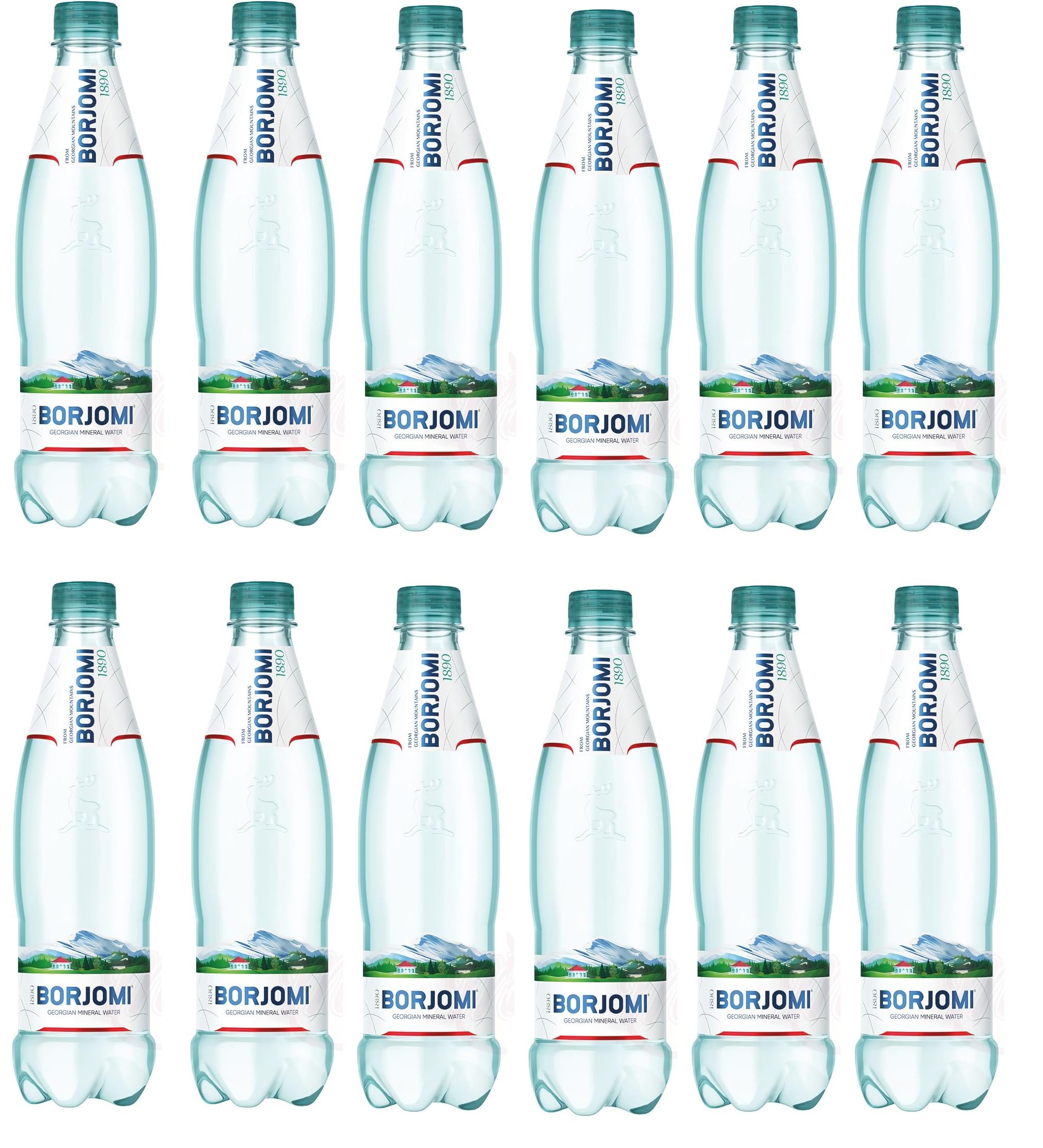 Borjomi Natürliches Mineralwasser mit Kohlensäure, Georgisches Mineralwasser, 500ml, 12er Pack