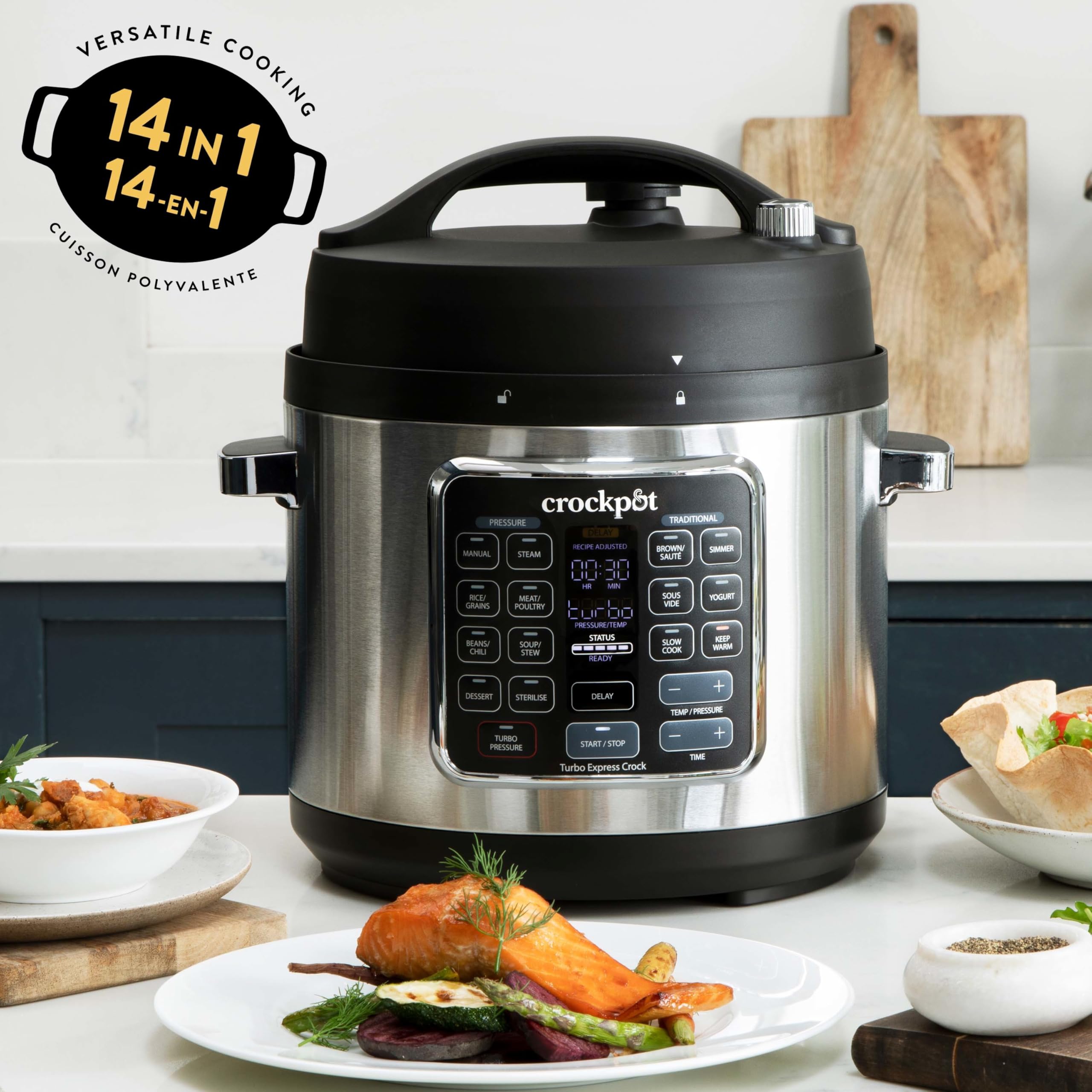Crockpot Turbo Express Multikocher | 5,6 l (mehr als 6 Personen) | 14-in-1-Zubereitungsmöglichkeiten | SchongarerDampfreinigerSchnellkochtopf & mehr |CSC062X
