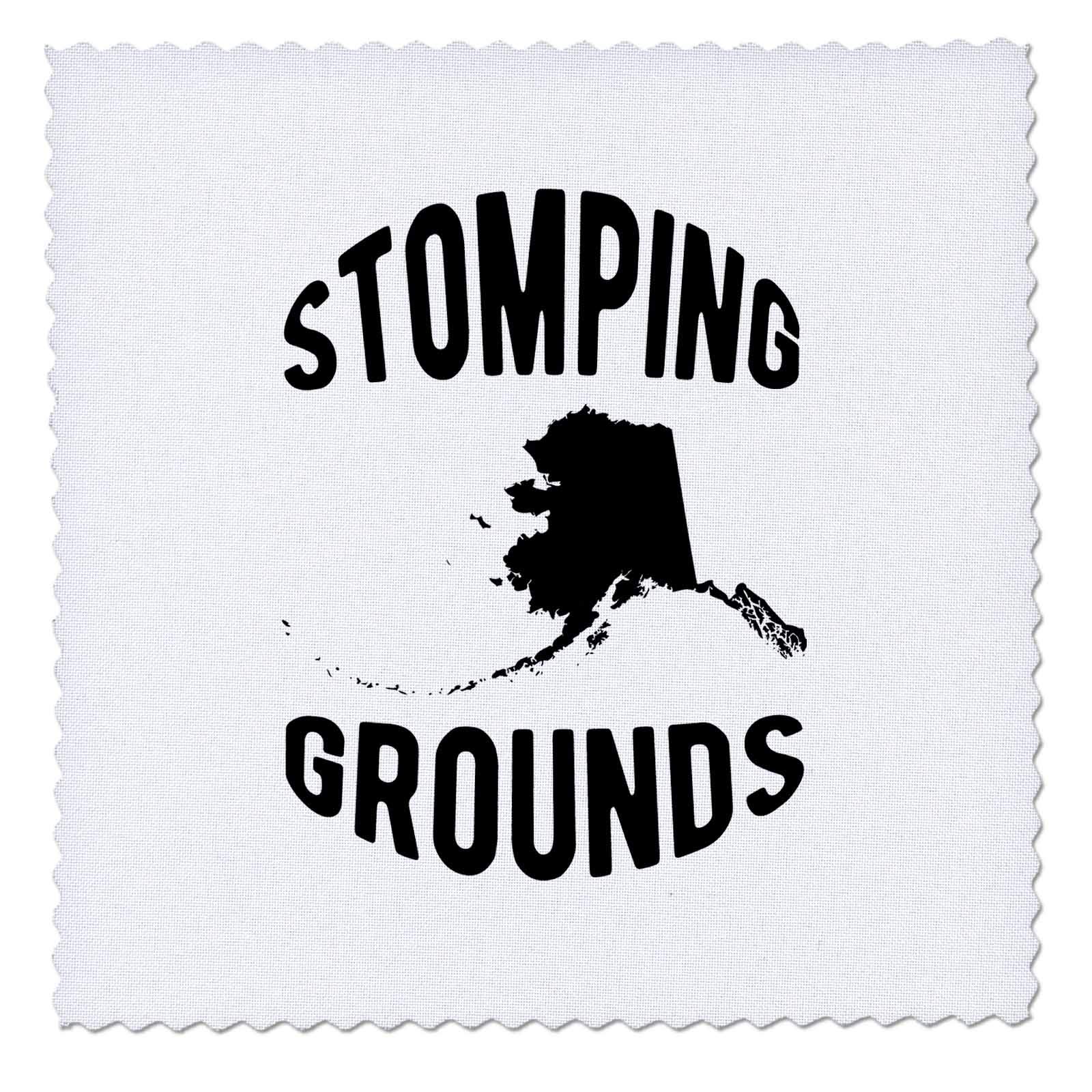 3dRose 6x6 inch Quilt Square, Stomping Grounds. Black Stretched Lettering and Al