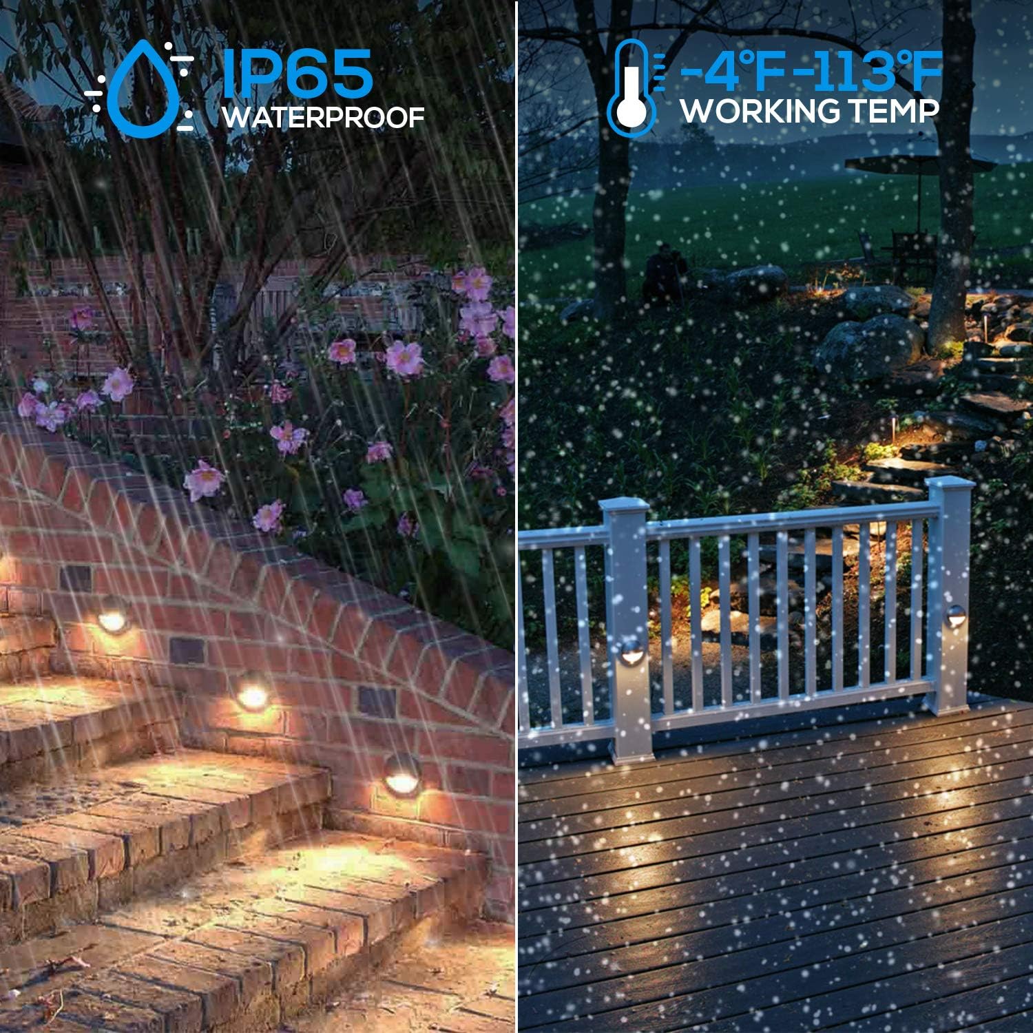 LEONLITE 12-Pack Low Voltage LED Deck Lights, 2.3W 170lm Landscape Step Stair Railing Light with 12-36V AC/DC, Die-cast Aluminum Outdoor Patio, UL Listed Cord, 3000K Warm White, 5 Years Warranty - - 