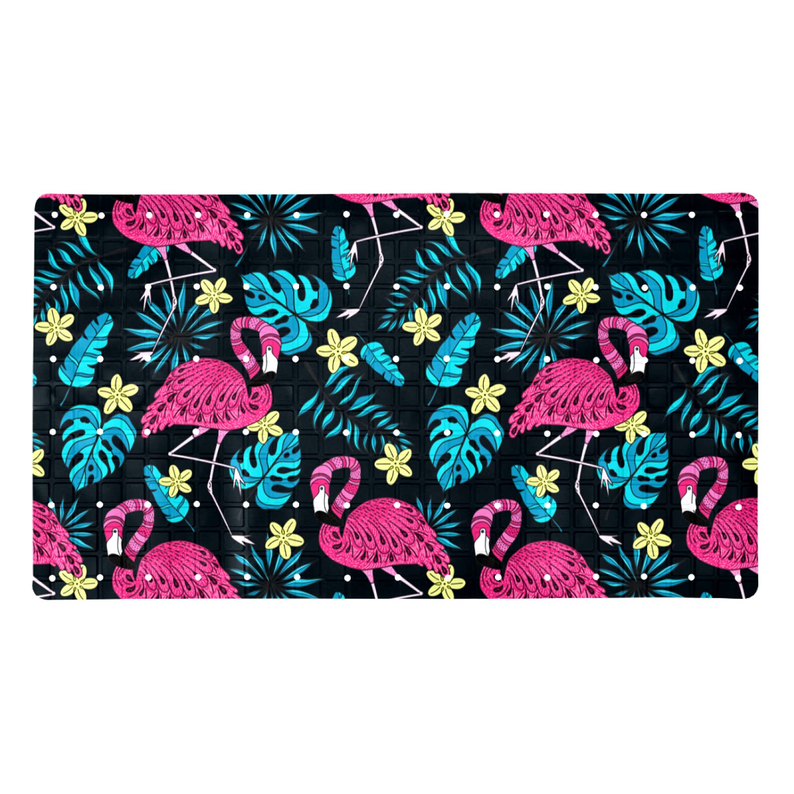 Tapis de bain antidérapant noir anti-bactérien avec ventouse puissante