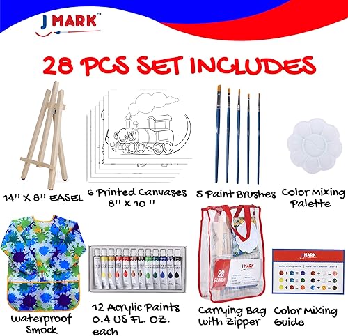 Miniatura 10 de Juego de arte para niños para niñas  Kit de suministros de pintura acrílica de 28 piezas con bolsa de almacenamiento 12 pinturas lavables 1