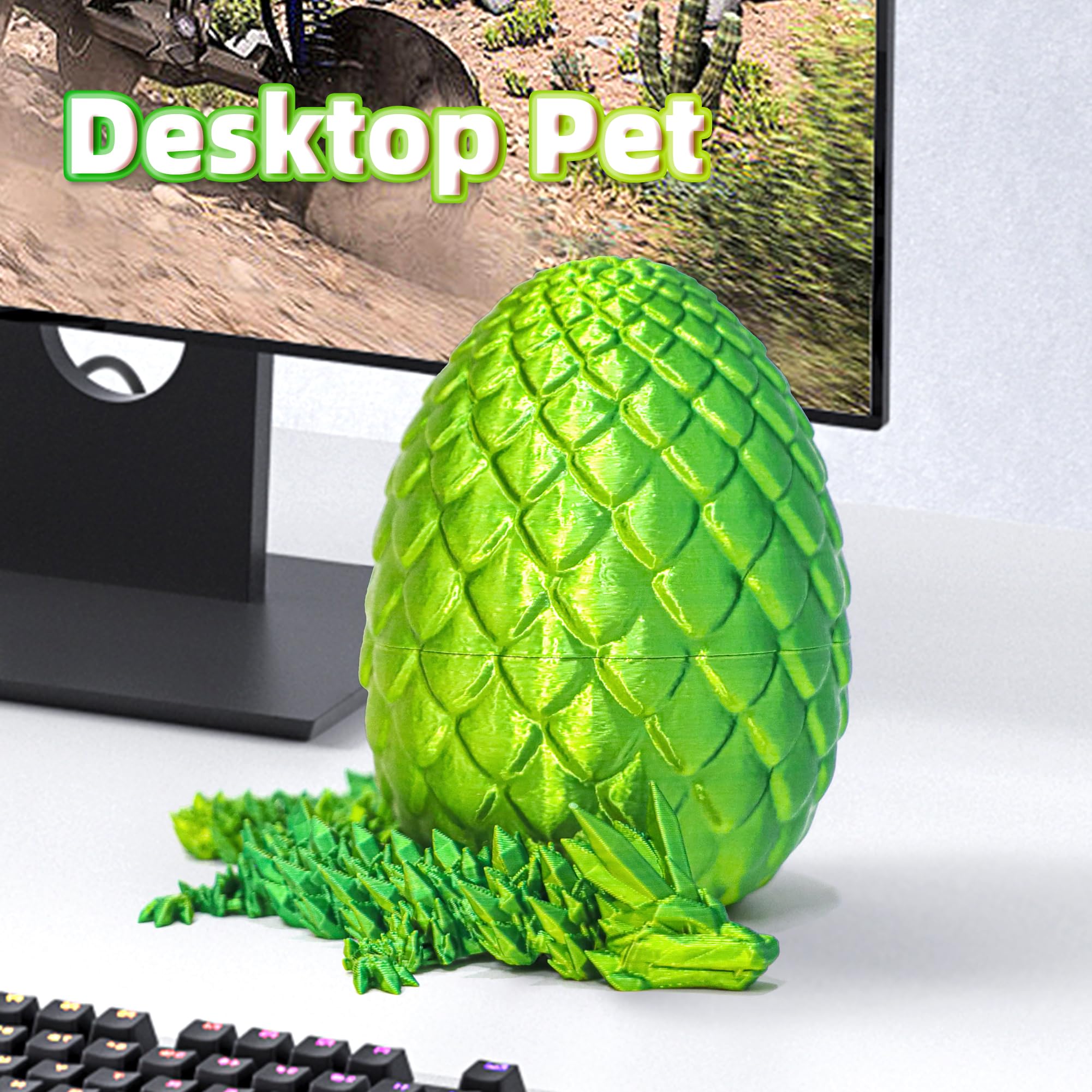 Flavery 3D Printed Egg with 12" Flexible Pearly Sheen Dragon Inside, 3D Printed Surprise Gift - Image 4