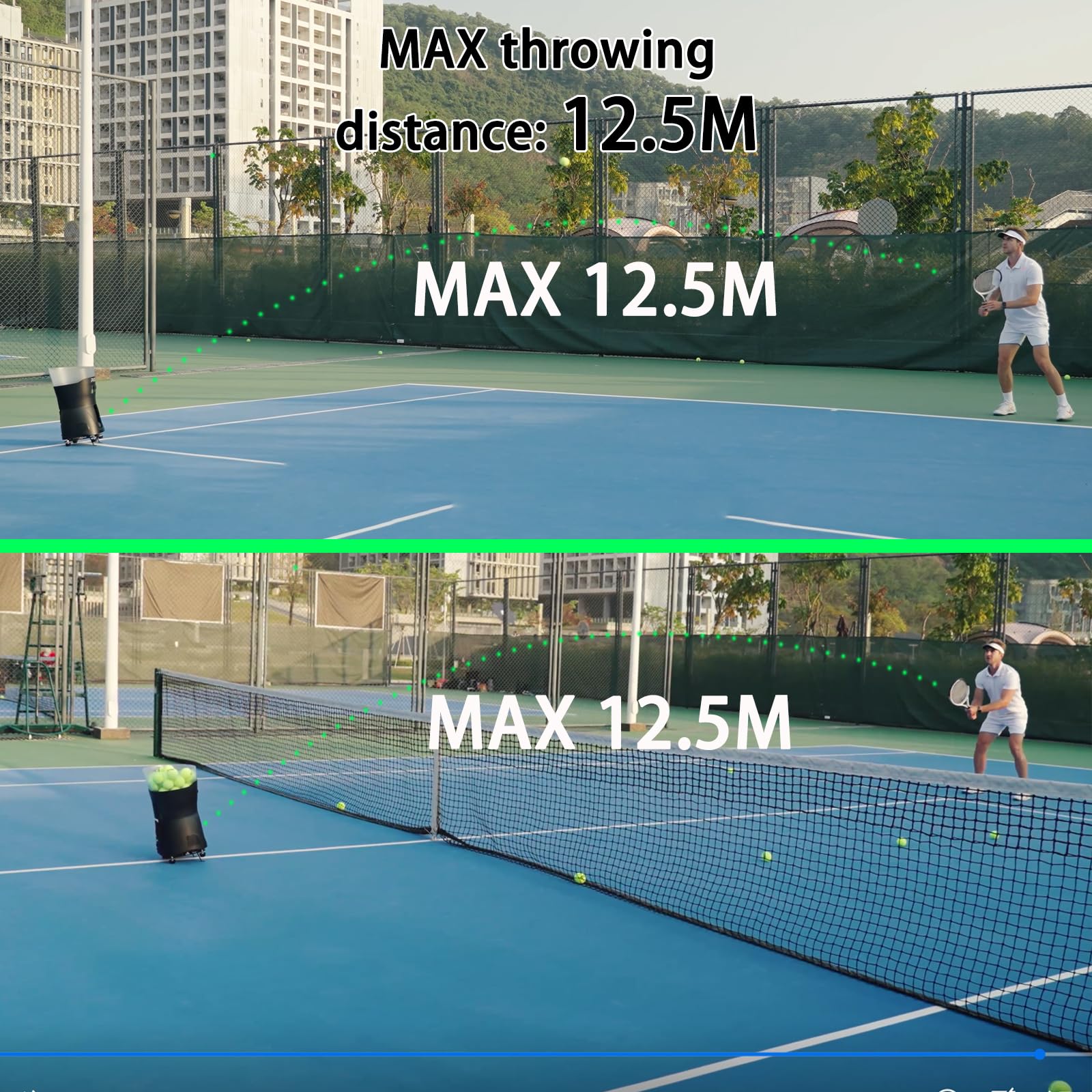 PUSUN PT-Mini PRO Macchina Lanciapalle Tennis Compatta con App, 65+ Palline, 8-60 km/h, Batteria 3-5 Ore, Ideale per Principianti, Scuole e Allenamento Indoor