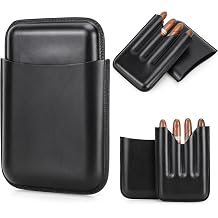 Top Grain Leather Travel Cigar Case Sleeve, Vintage Design, Fully Handmade, Genuine Leather Portable Cigar Humidor Case, Gift Choice for Cigar Lovers, Glossy Black for 4 Fingers
