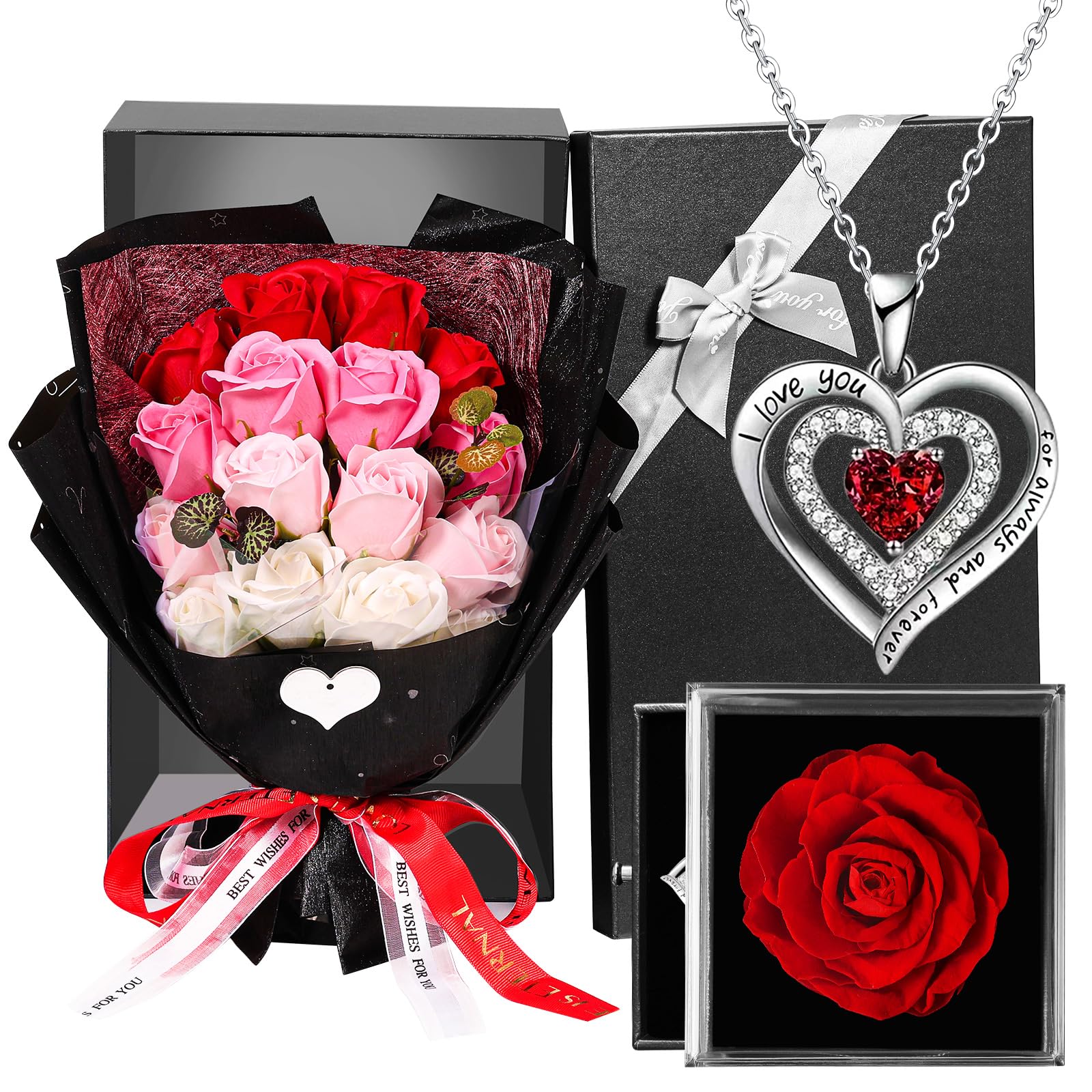 Cadeau De Fête Des Mères, Rose éternelle Avec Collier, Cadeau Pour Femme, Mère, Grand-mère, épouse