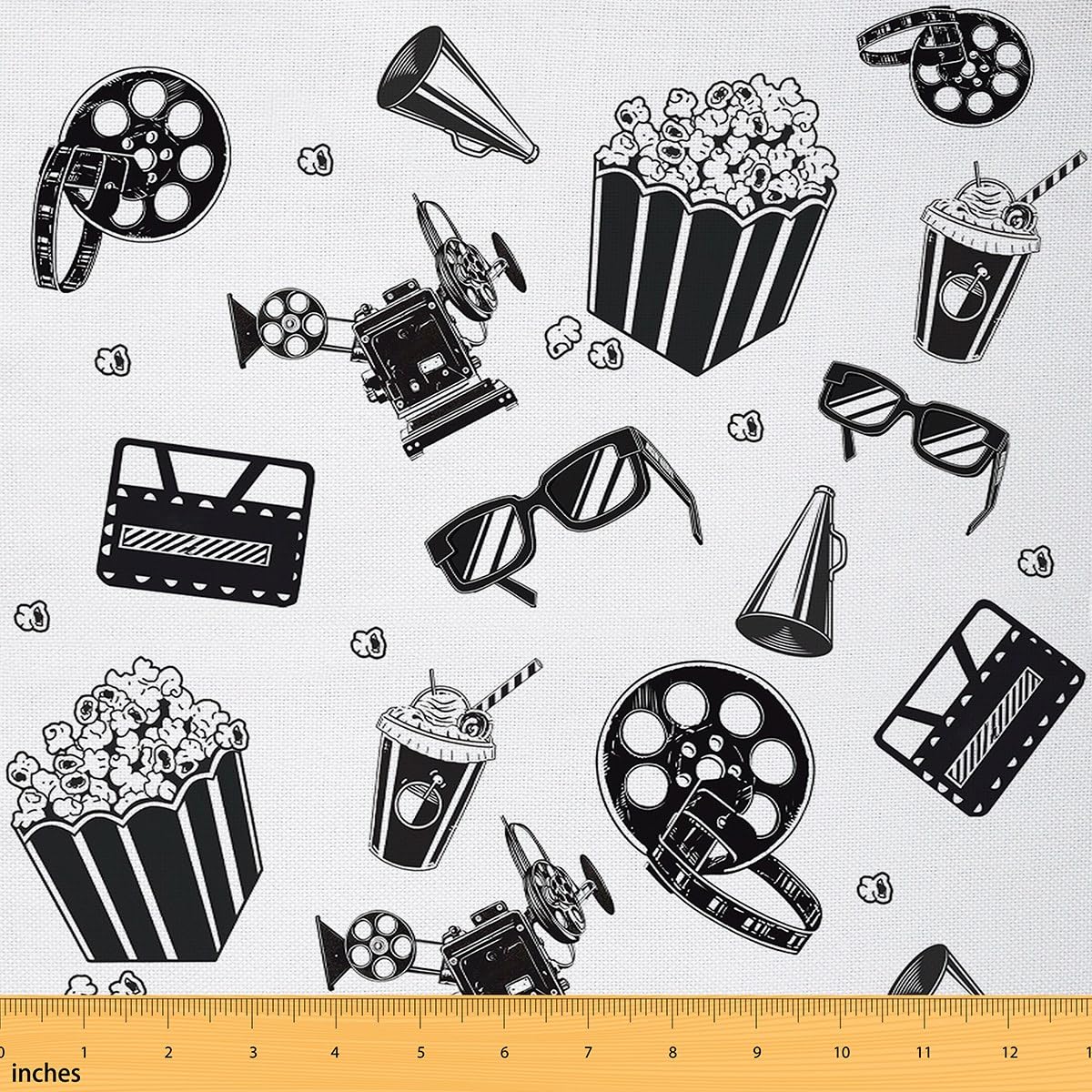 Tkanina kinowa od The Yard, projektor filmowy retro, tkanina tapicerska na krzesła, Coca Cola, popcorn, tkanina graffiti do projektów DIY, artykuły do szycia w stylu wiejskim, 10 metrów