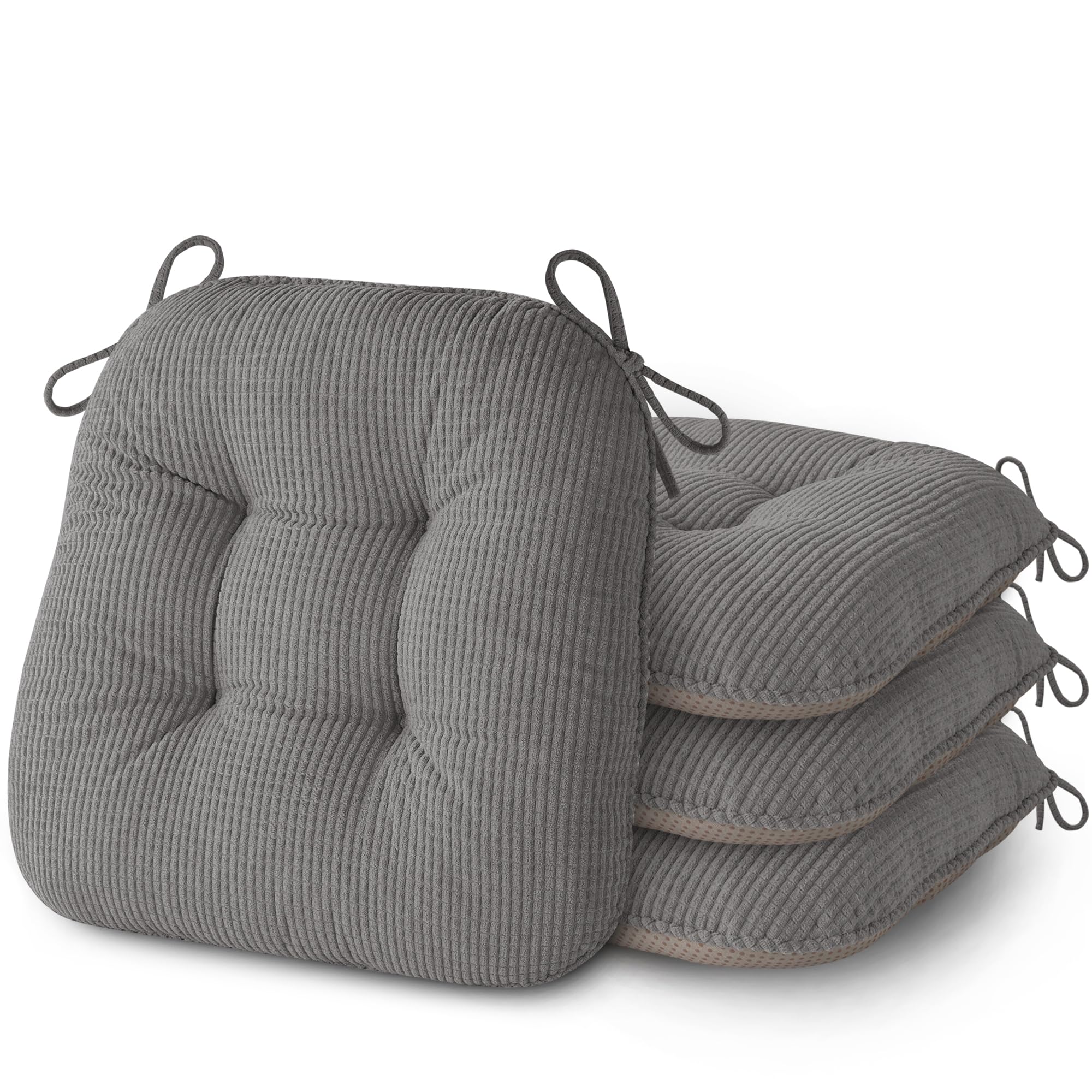 Cojines de cocina con lazos para muebles de comedor AddGrace pack de 4 en color gris tapizado