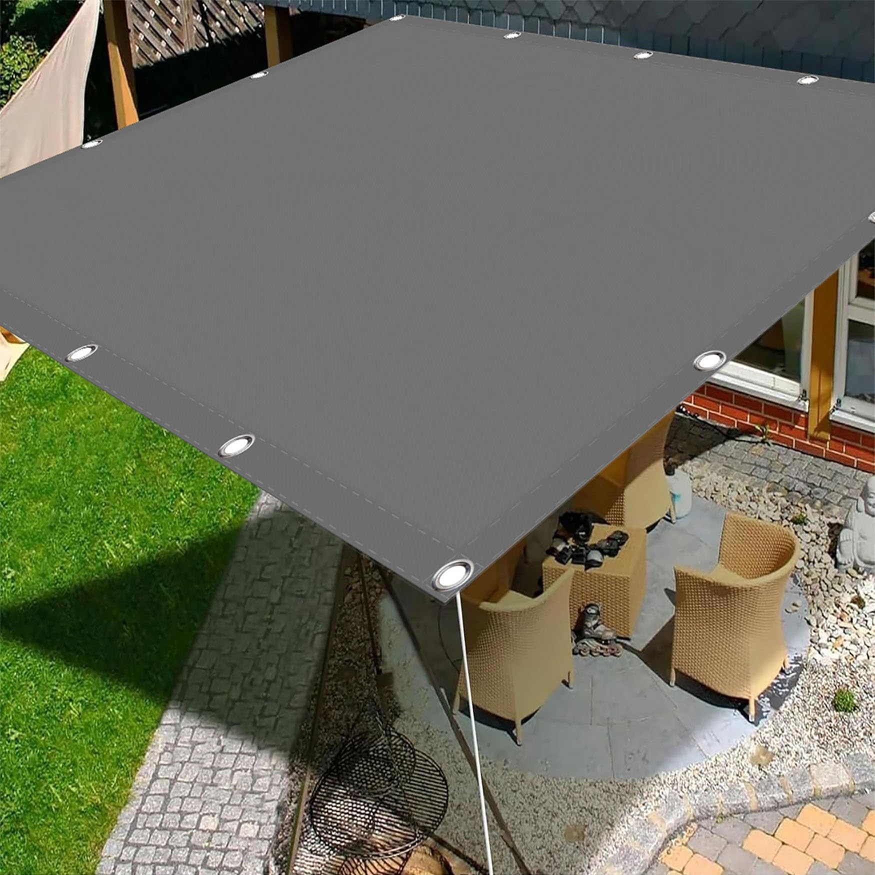 Tissu d'ombrage imperméable 2x4m étanche brise vent gris clair