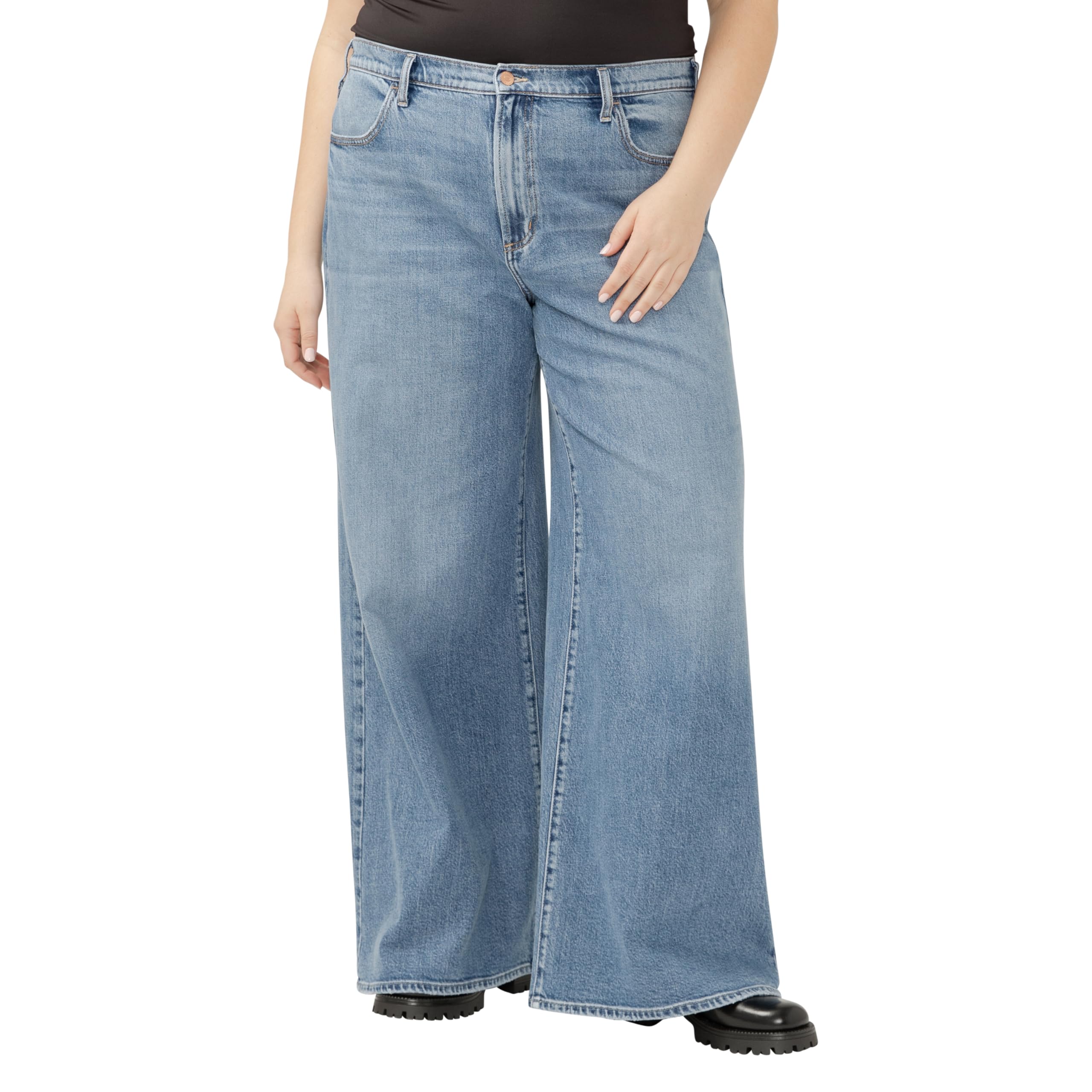 Silver Jeans Co. Women's Plus Size Highly Desirable High Rise Ultra Wide Leg Jeans