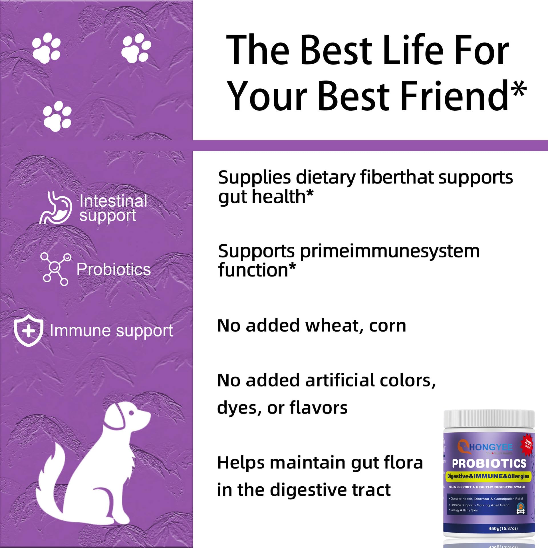 Probiotici & Enzimi Snacks 200 Pezzi, Con Papaya, Zucca, Krill oi, Per Cani, Salute intestinale dei gatti, Nessun Odore, Costipazione, Diarrea, Glanda anale, Digestione, Veterinario Approvato -450g