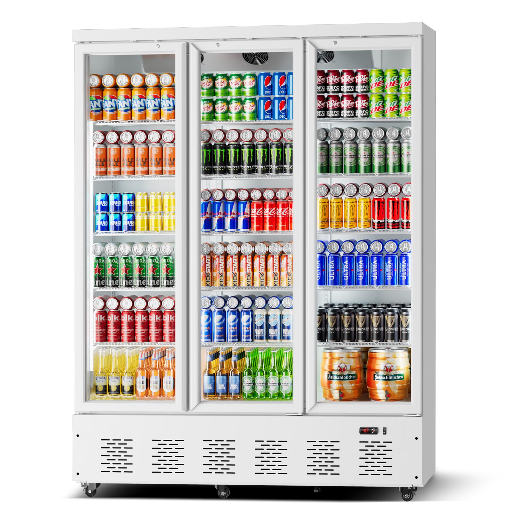 Photo 1 of ECEVT Commercial Refrigerator - 40 Cu.Ft, 3 Glass Doors, White