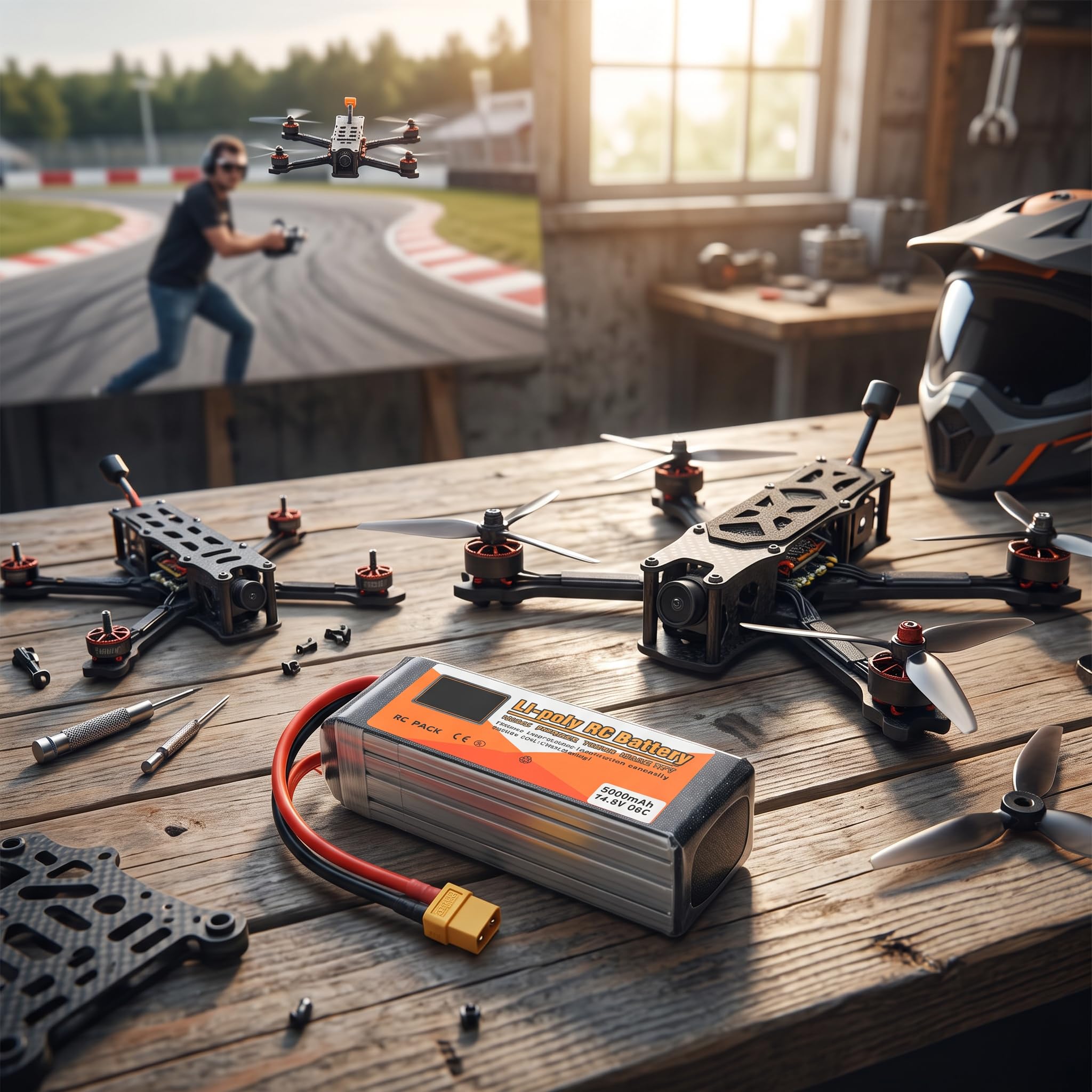 Batteria Lipo 4S 14.8V 60C 5000mAh | XT60, Alta Scarica, per Drone Elicottero Auto Barca RC, Dimensioni 135x42x40mm, Peso 522g