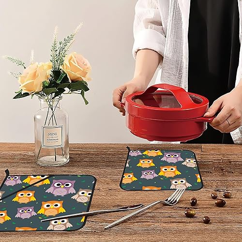 Miniatura 6 de Retro 1970 Daisy - Juego de 2 agarraderas resistentes al calor y antideslizantes, almohadillas calientes para horno de onda rosa para cocina,