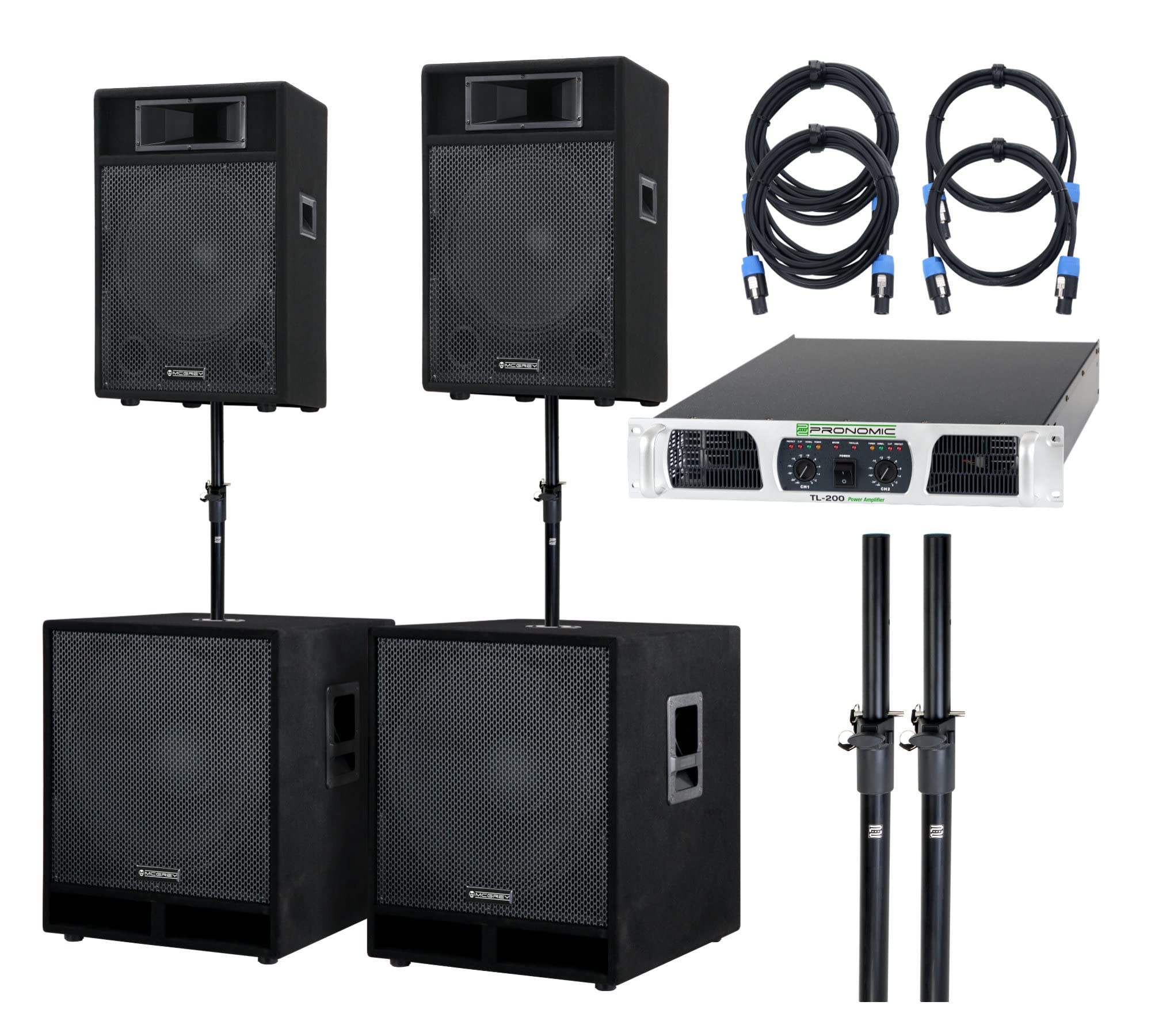 McGrey Powerstage-3000 Impianto PA 3000 Watt Nero SPK, 6.35 mm jack Sistema PA