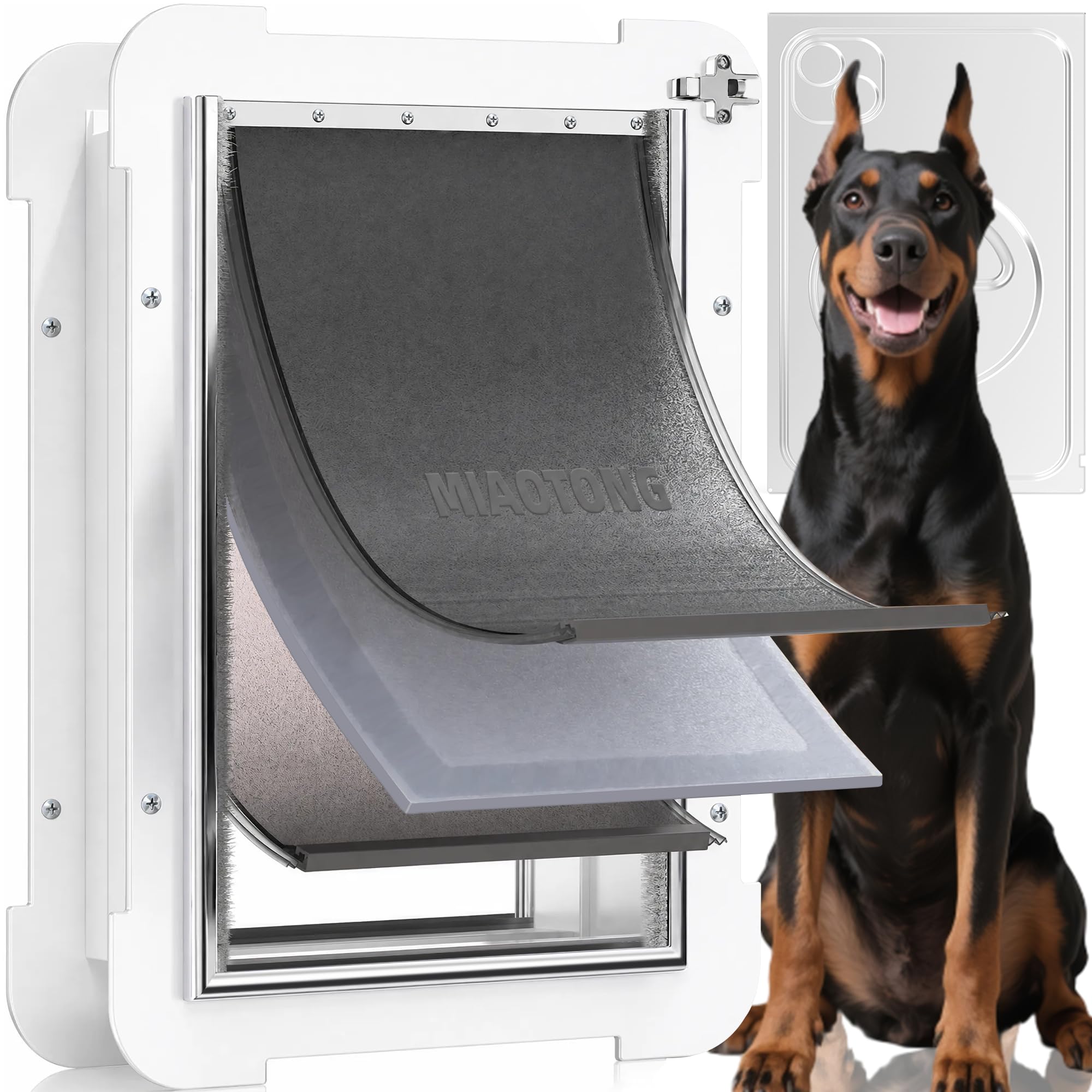 MIAOTONG 3-flap steel frame dog door with metal closing panel