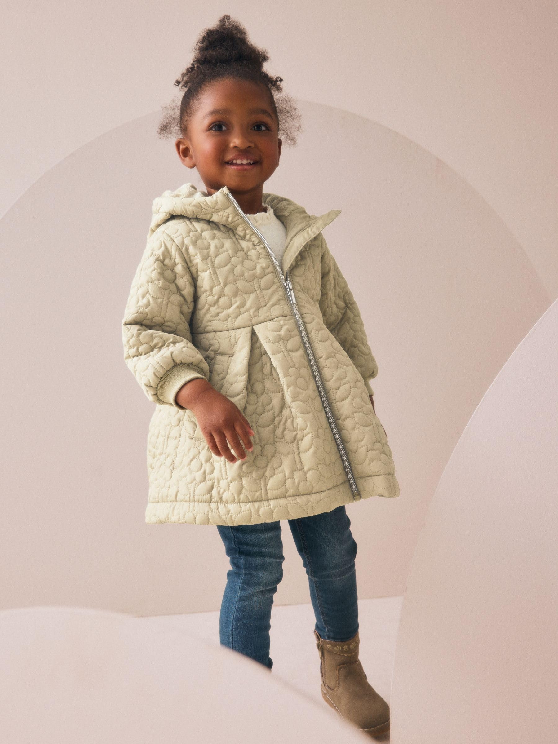 NEXT Ragazza Cappotto impermeabile trapuntato con fondo svasato | Bambino, Standard, Zipper, Lavabile in lavatrice