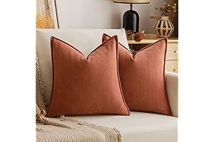 EMEMA Rust Colored Fall Farmhouse Throw Pillow Covers for Sofa Decorating