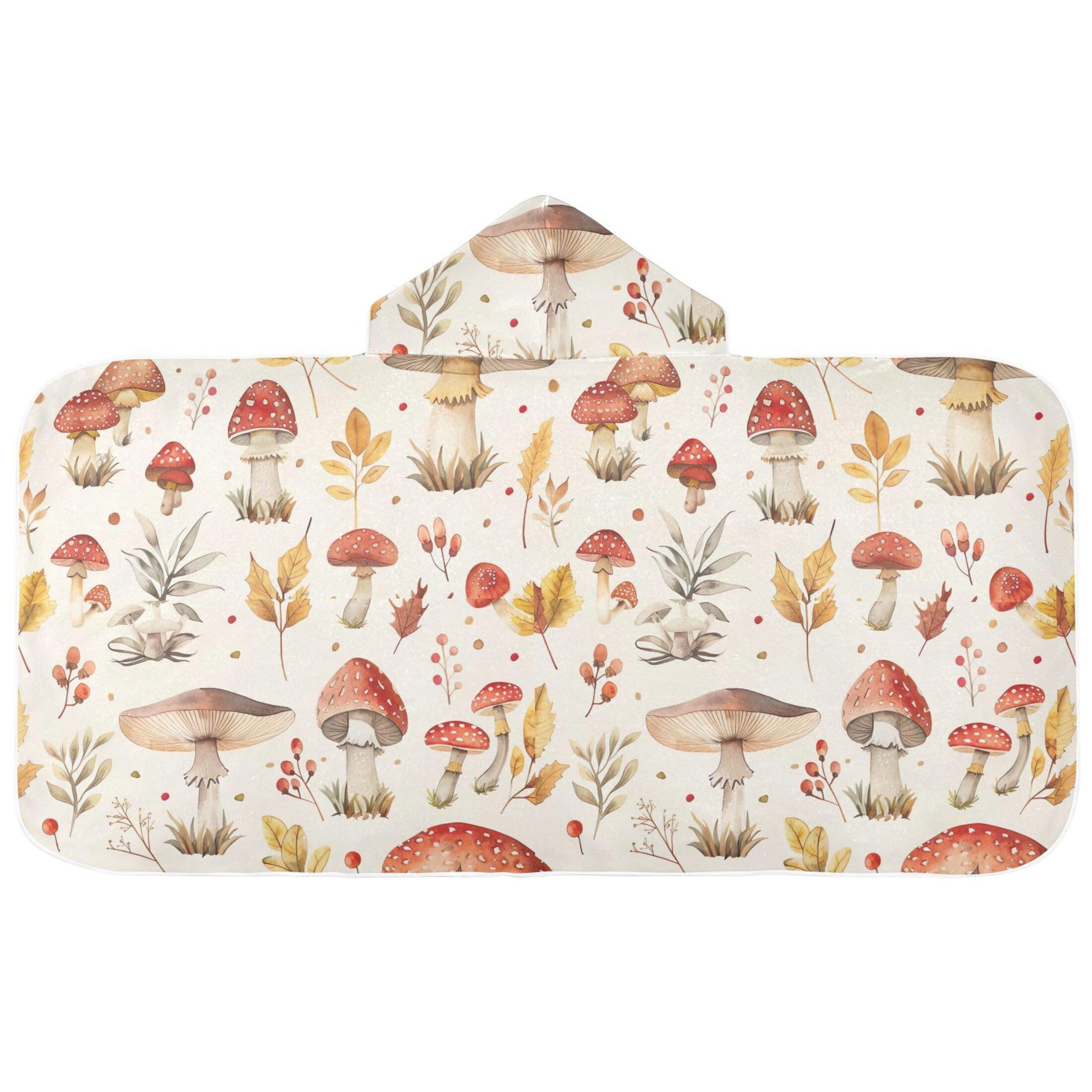 Fuauuyl Mushrooms Hooded Baby Bath Towel Soft & Breathable Towel for Newborns Infants Toddlers, Nursery Essential