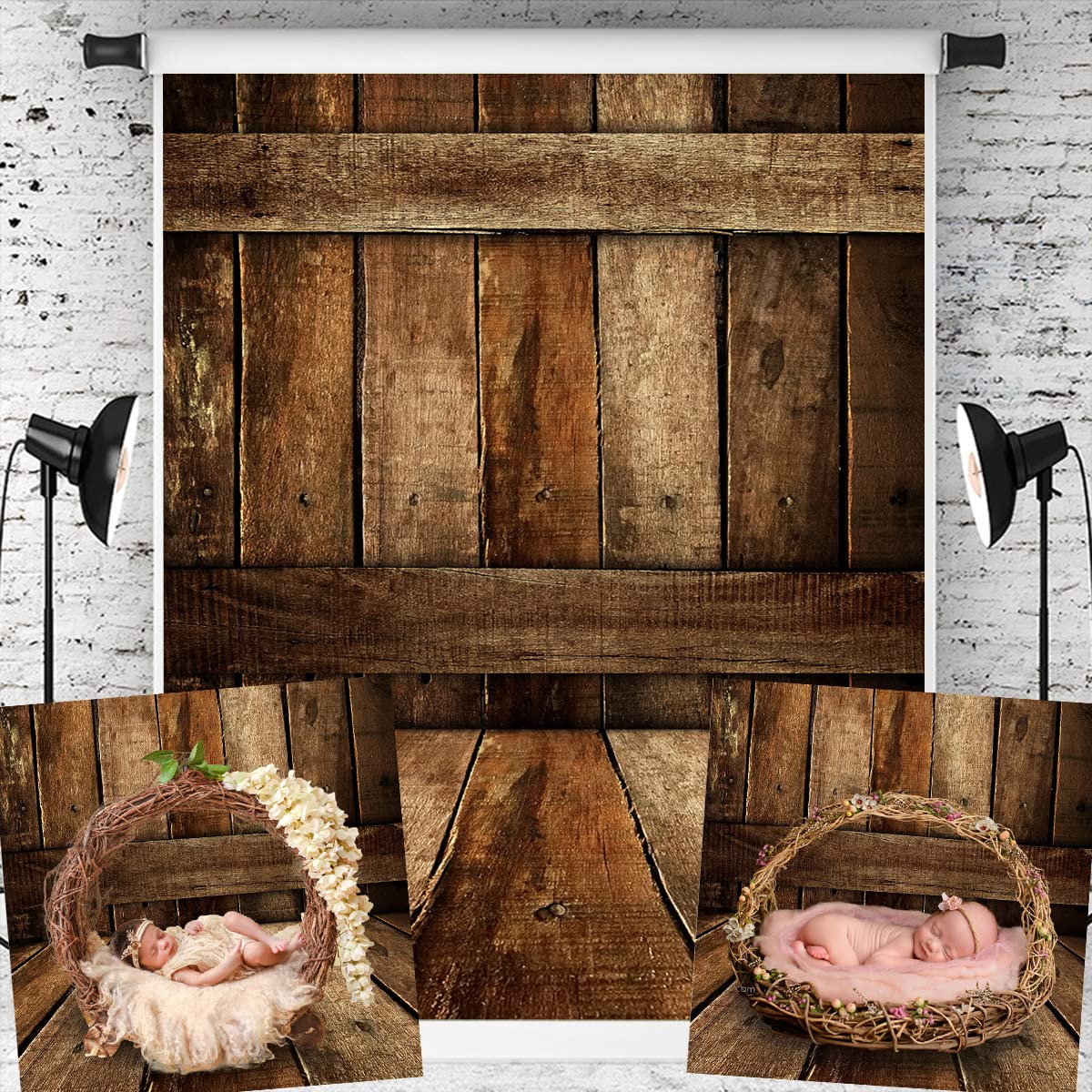 LTLYH 7x5ft Brown Wood Backdrop For Photography
