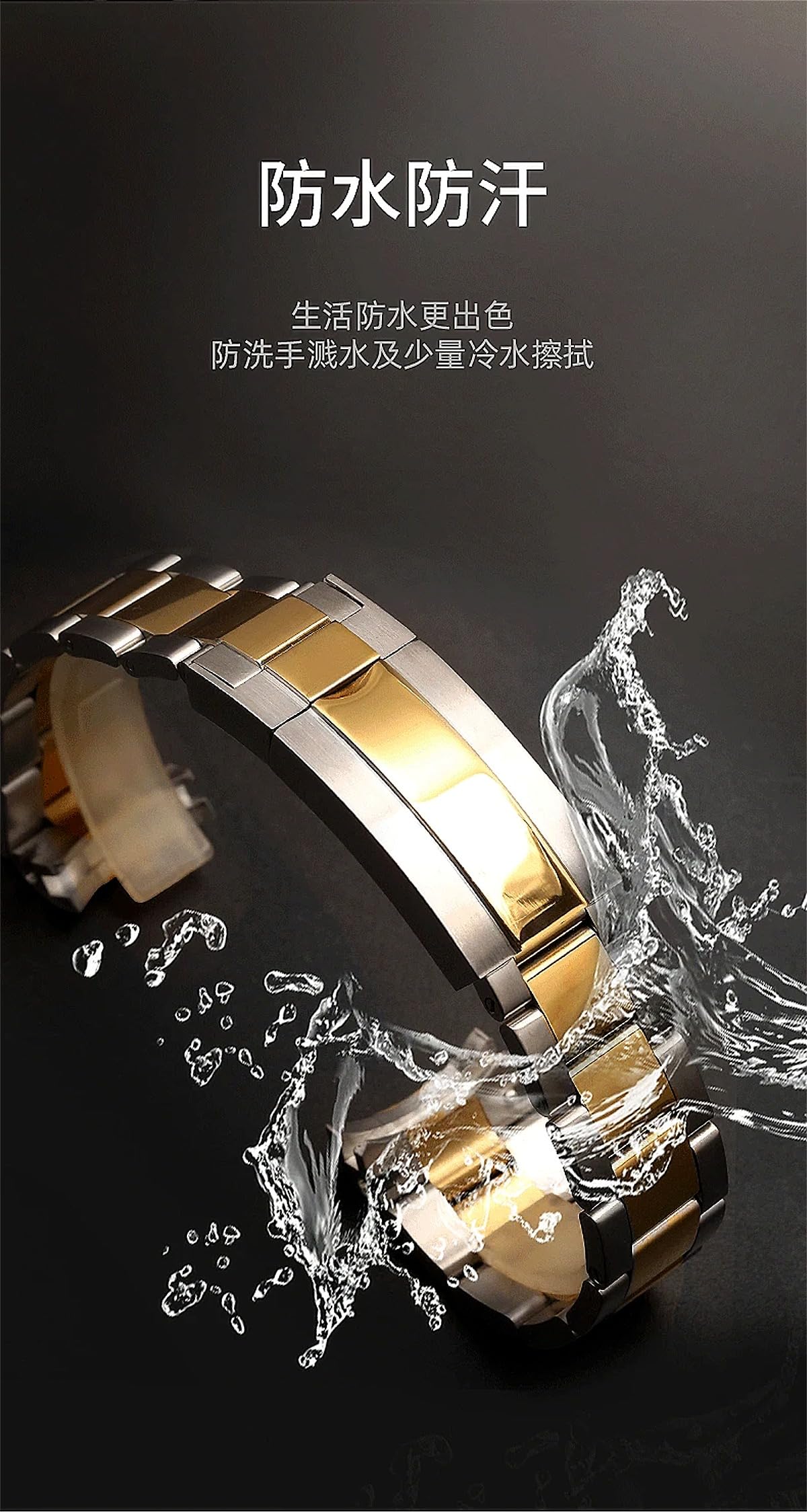 TIME WARRIOR Rolex 20MM Solid Two Tone Gold Stainless Steel for Submariner, GMT-MASTER Watch Band Bracelet Strap With Logo