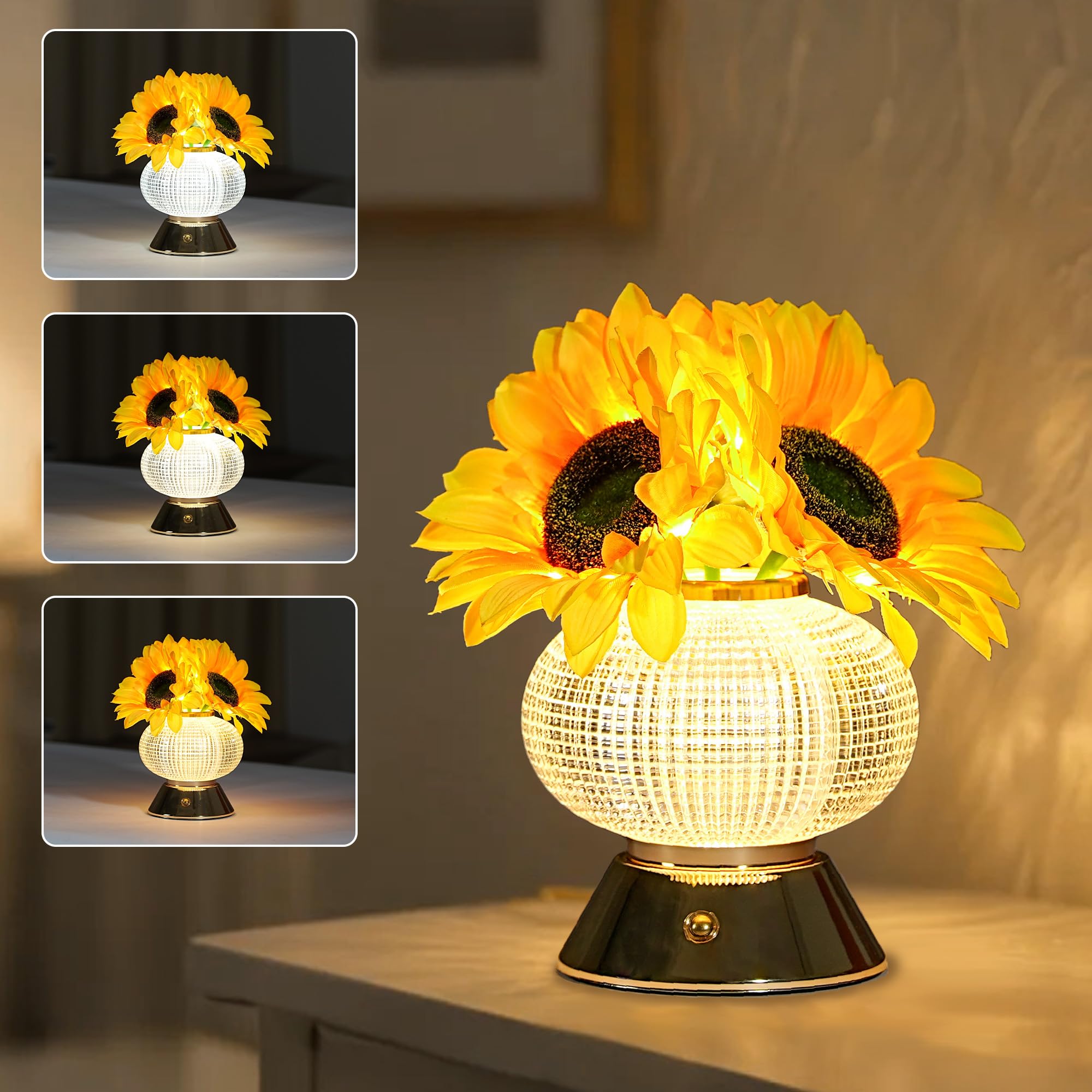 Sunflower Flower Lamp, Decor Lamp for Bedroom Bar Coffee Shop Wedding, Gifts for WomenMom Daughter Grandma Aunt Girlfriend Friend Birthday Christmas Valentines Mothers Day