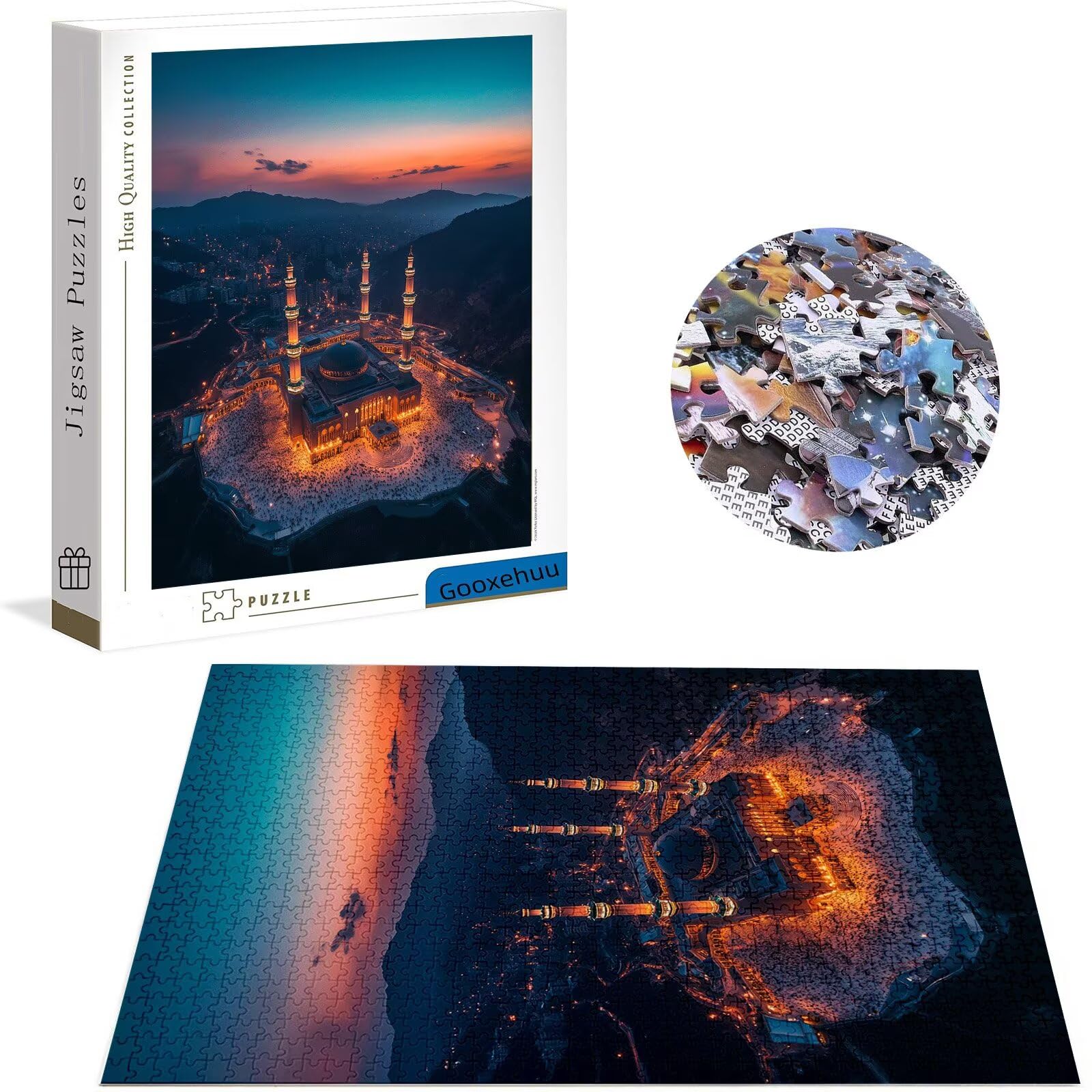 Puzzle 3000 elementów dla dorosłych 3000 elementów, nocny widok, gry edukacyjne, drewniane puzzle, gra miejska, prezenty dla nastoletnich chłopców w wieku 14-16 lat, 122 x 81 cm, g-980