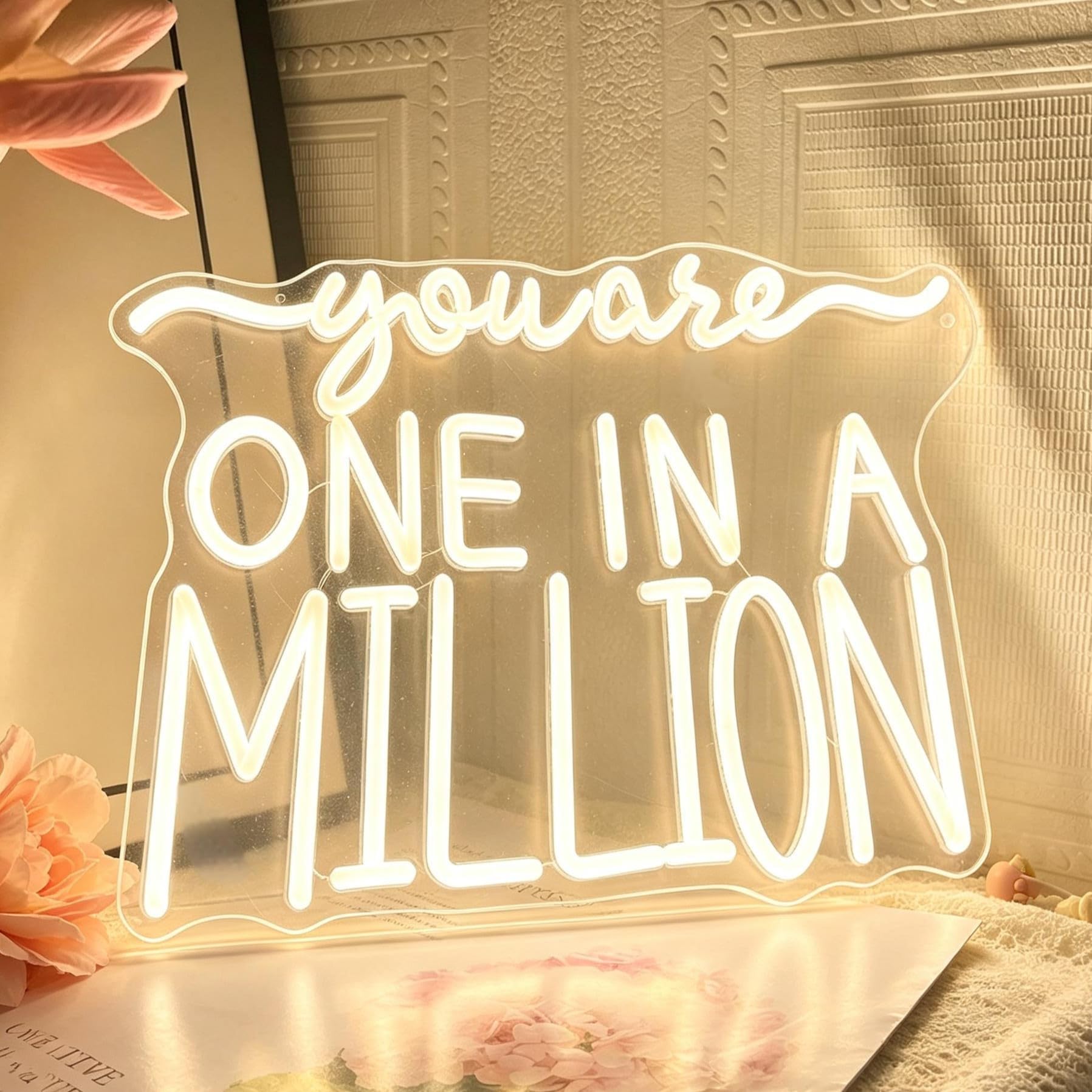 Targa al neon con scritta "You Are One in a Million", alimentata tramite USB, dimmerabile, per camera da letto, soggiorno, decorazione per la casa, bar, feste, tavolo, decorazione artistica da parete