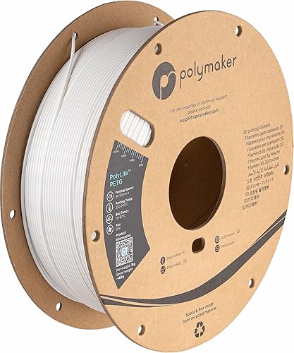 Polymaker PETG Filament 1.75mm 1kg White 3D Printer Filament, PolyLite PETG 3D Printing Filament 1.75mm, Dimensional Accuracy +/- 0.03mm, Print with Most 3D Printers - 115 - 1.75mm White (Hex Code: #Eeebea) - 1kg