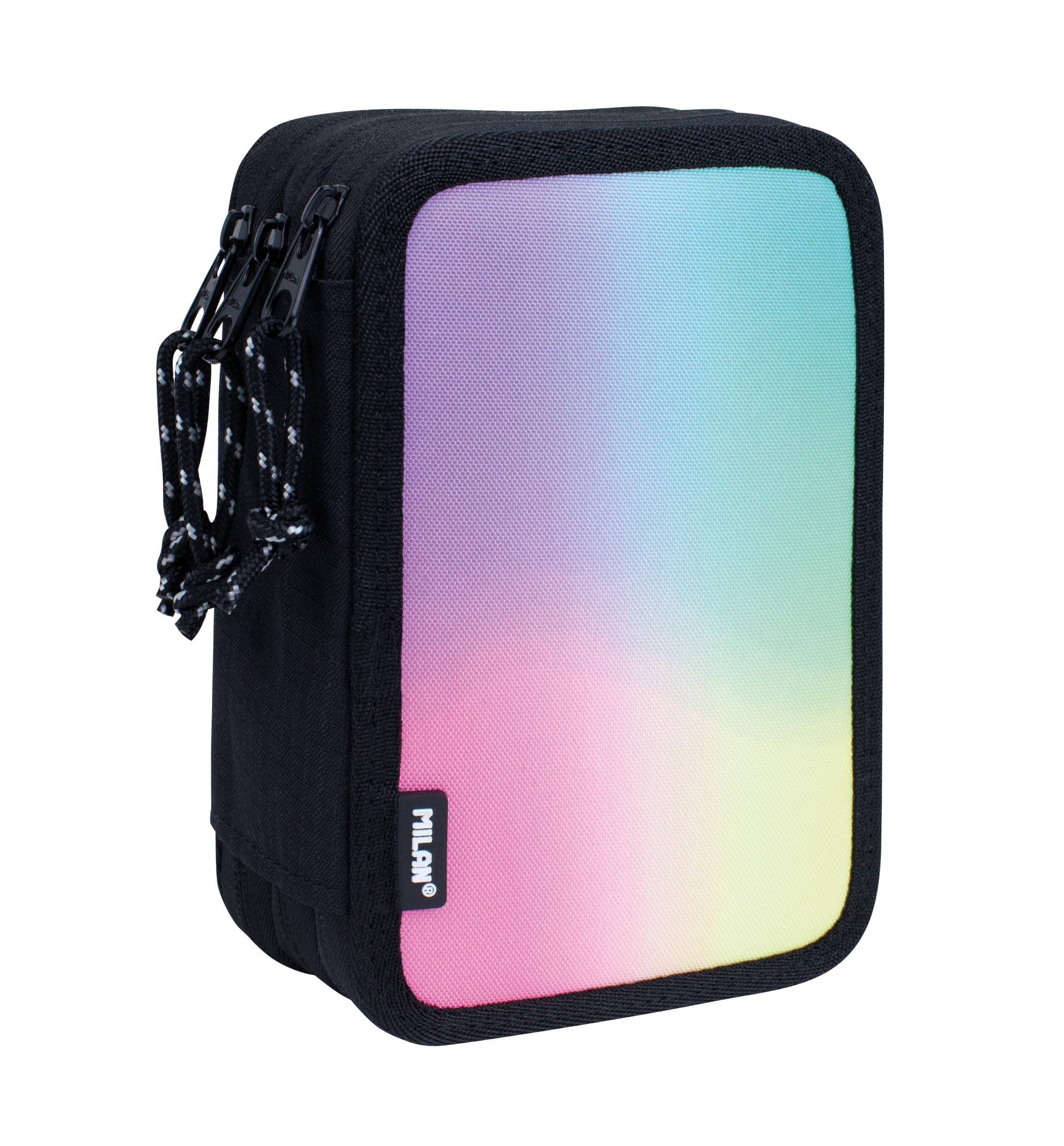 Plumier 3 pisos con contenido Sunset, negro MILAN®