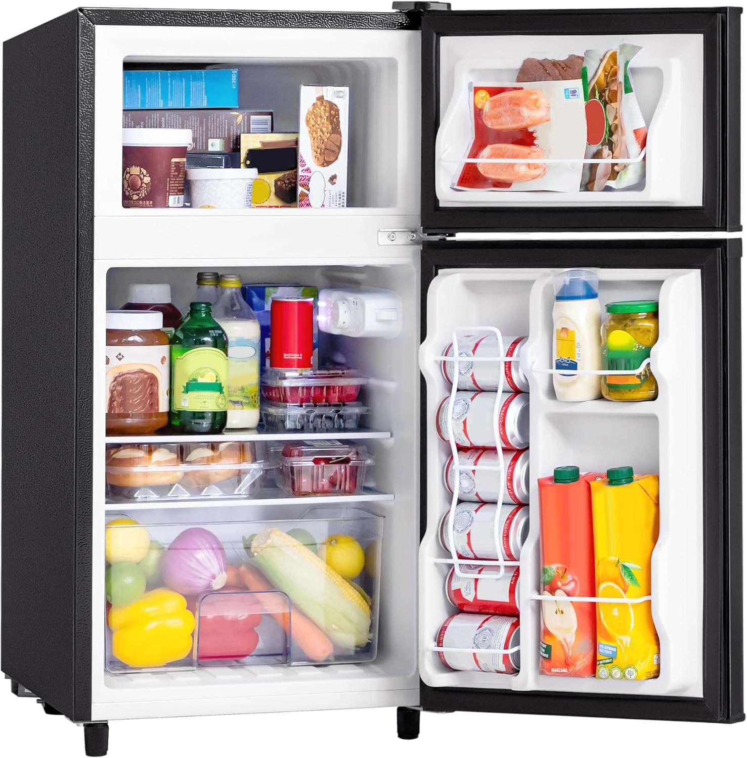 Product image of Manastin 3.5 Cu.Ft Mini Fridge with Freezer, 2 Door Small Refrigerator, 7 Level Adjustable Thermostat, Compact Fridge for Living Room, Office, Kitchen and Apartment(Black)