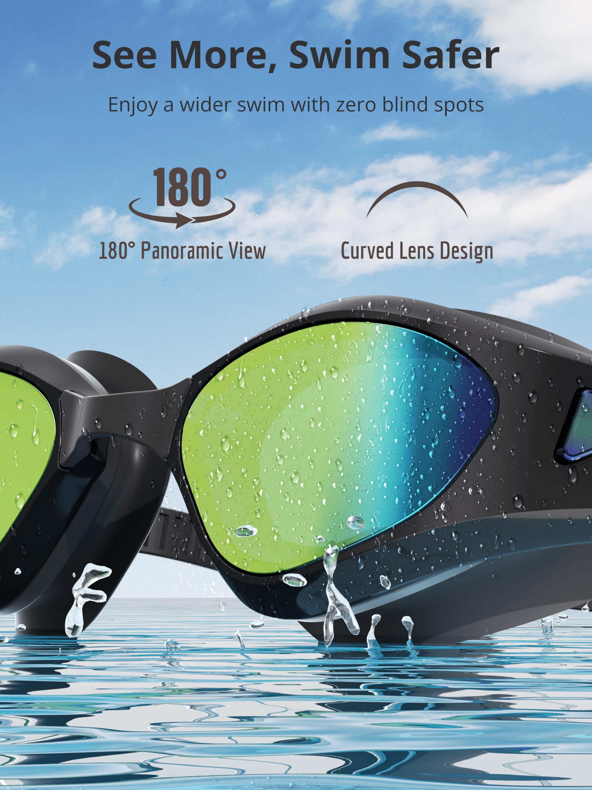 Occhialini da nuoto per adulti, anti-appannamento, da piscina, per uomini, donne, ragazzi, lenti HD a prova di perdite con protezione UV