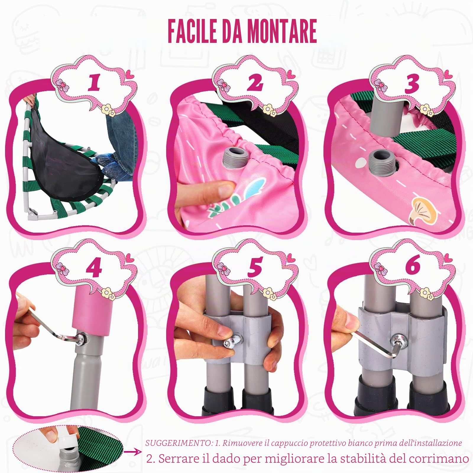 Trampolino Elastico per Bambini,Tappeto Elastico Pieghevole per Bambini con Piccolo Scoiattolo Copertura,Cuscinetti Antiscivolo e Maniglia,Ideale per Interno ed Esterno,Carico Massimo 150 kg