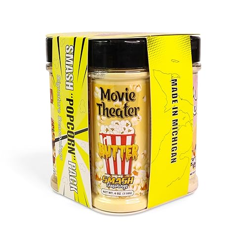 Miniatura 4 de Smash - Condimento "Popcorn", paquete de 4 unidades (Cheddar blanco, caramelo cheddar, mantequilla de cine, pizza)..