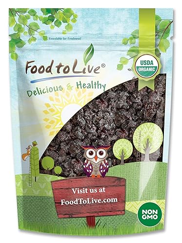Food to Live Organic Dried Unsweetened Sour Cherries, 1 Pound - Pitted Cherry Fruit, Non-GMO, Raw, Sun-Dried, Unsweetened, Unsulfured, No Oil Added, Vegan, Bulk