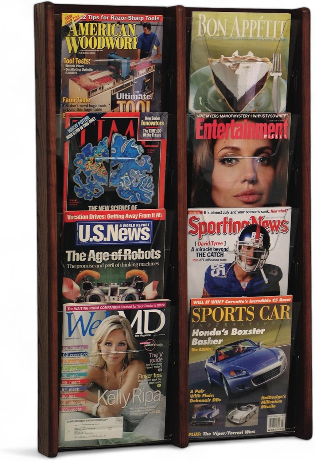 Wooden Mallet 8-Pocket Stance Wall Display, Mahogany