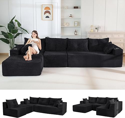 Miniatura 34 de MAXYOYO Sofá modular de 104 pulgadas con diván en forma de L, moderno sofá deshuesado para sala de estar, sofá en una caja, sofá cama de gran tamaño