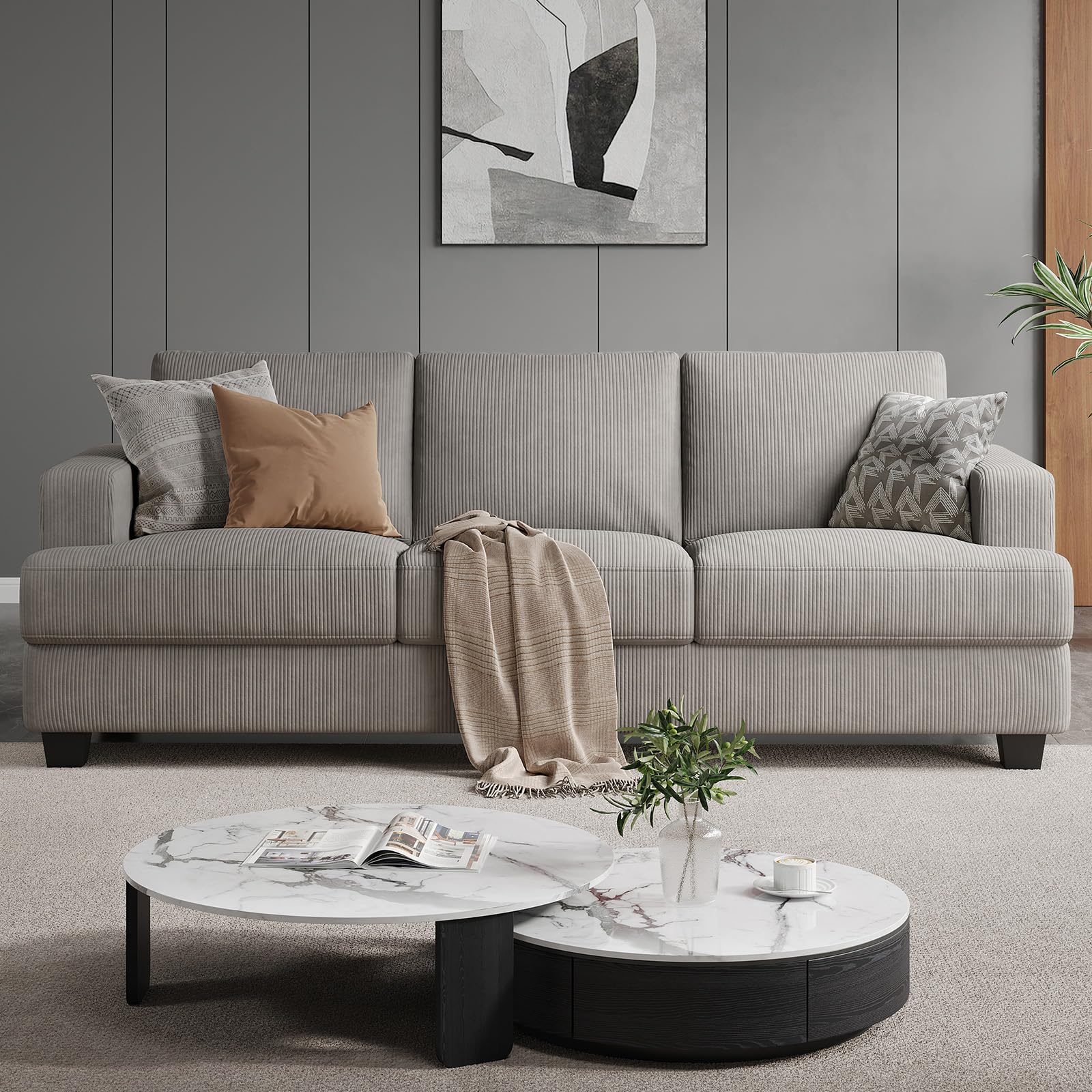 COPIAE 89 Inch Sofa with Extra Deep Seats Oversize, 3 Seater Sofa for Living Room, Modern Couch and Sofa, Comfy Armrests and Seats and Backrests, Easy