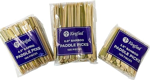 Miniatura 7 de KingSeal Palillos de madera de bambú verde natural, brochetas para aperitivos y cócteles, 6.0 pulgadas, 2 paquetes de 100 unidades cada uno (200