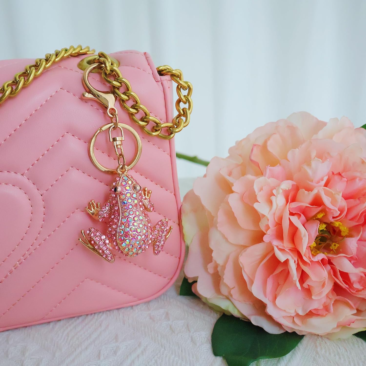 Cute Keychain Women Key Chains For Car Kawaii Anime Crystal Bling Pink Keychains Ring For Bag Purse Charm Accessories - Image 6