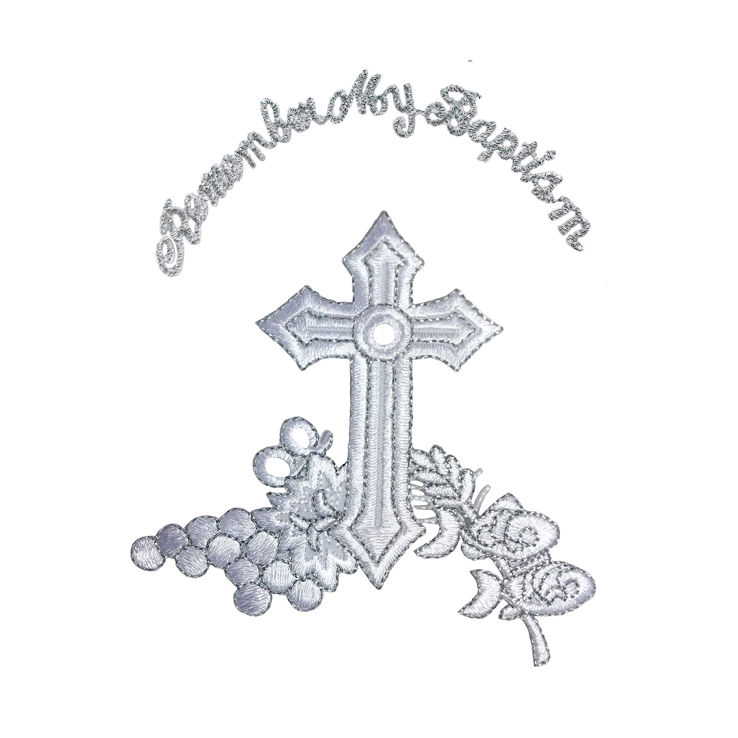 MILLTEX 4 PC Baby Boys Christening Baptism Communion Shorts Set Gold or Sliver Embroidery Mary Maria Guadalupe SM-4T (L (12-18 Months Old), Bold Cross - English)