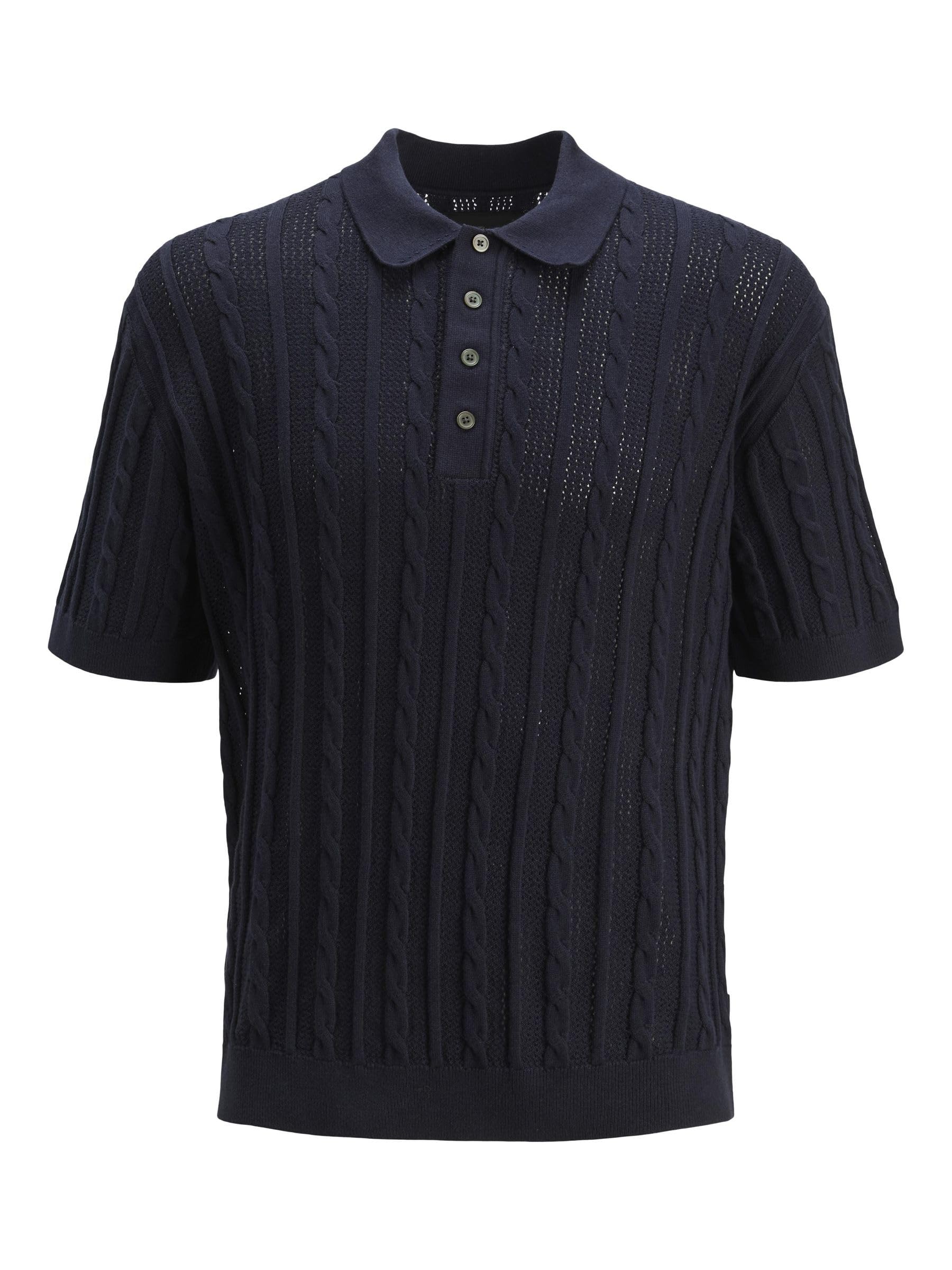 JACK & JONES Jprblamason Knit Polo SS, Night Sky, L