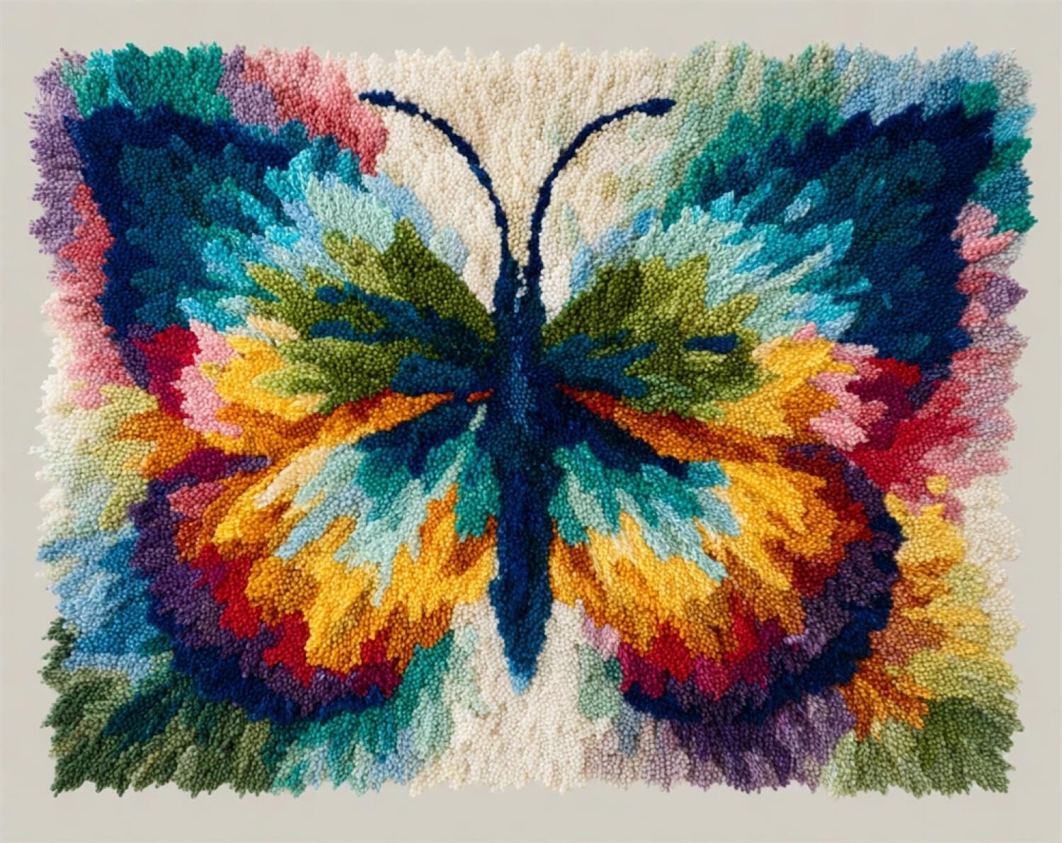 Henypt DIY Knüpfteppich zum Selber Knüpfen Bunte Schmetterlinge 80x160cm