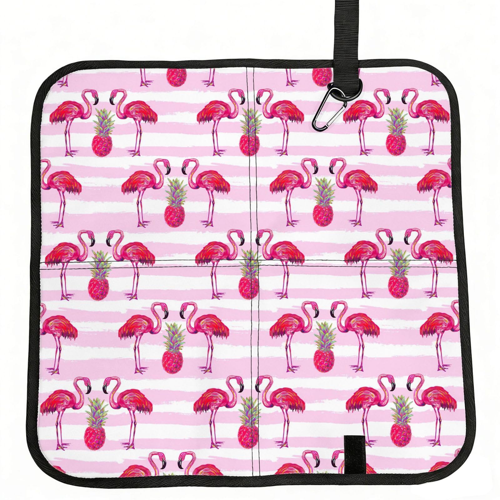 SDEGTHO Summer Tropical Flamingo And Pineapple Print Padded Seat Pad Folding Cushion Waterproof Bench Mat Portable Outdoor Rest Mat 15.8"