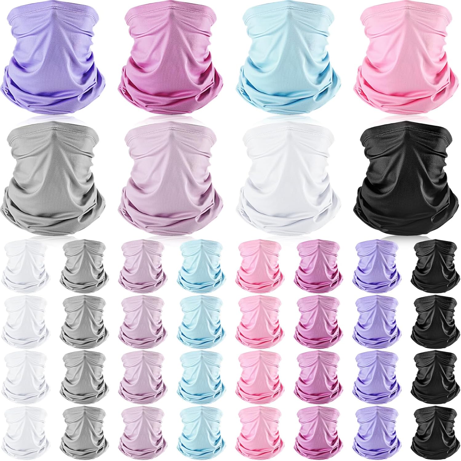 40 Pcs Neck Gaiter Bulk Summer Face Mask UV Protection Face Cover Scarf Balaclava Bandana for Men Women Sports Running